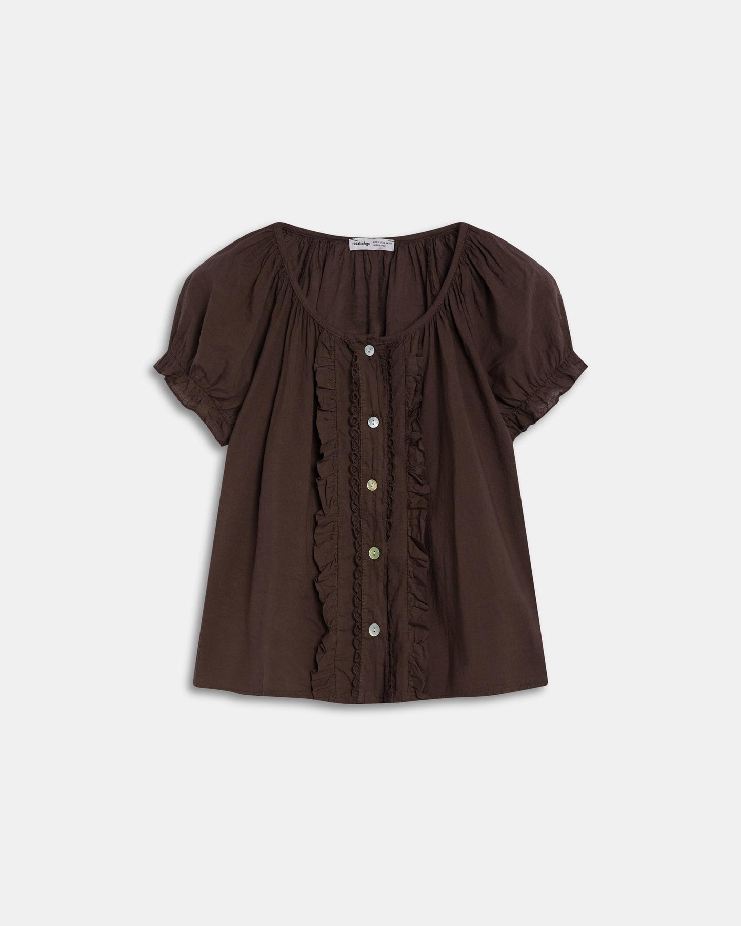 Blusa Botones Volantes Ondas Marrón
