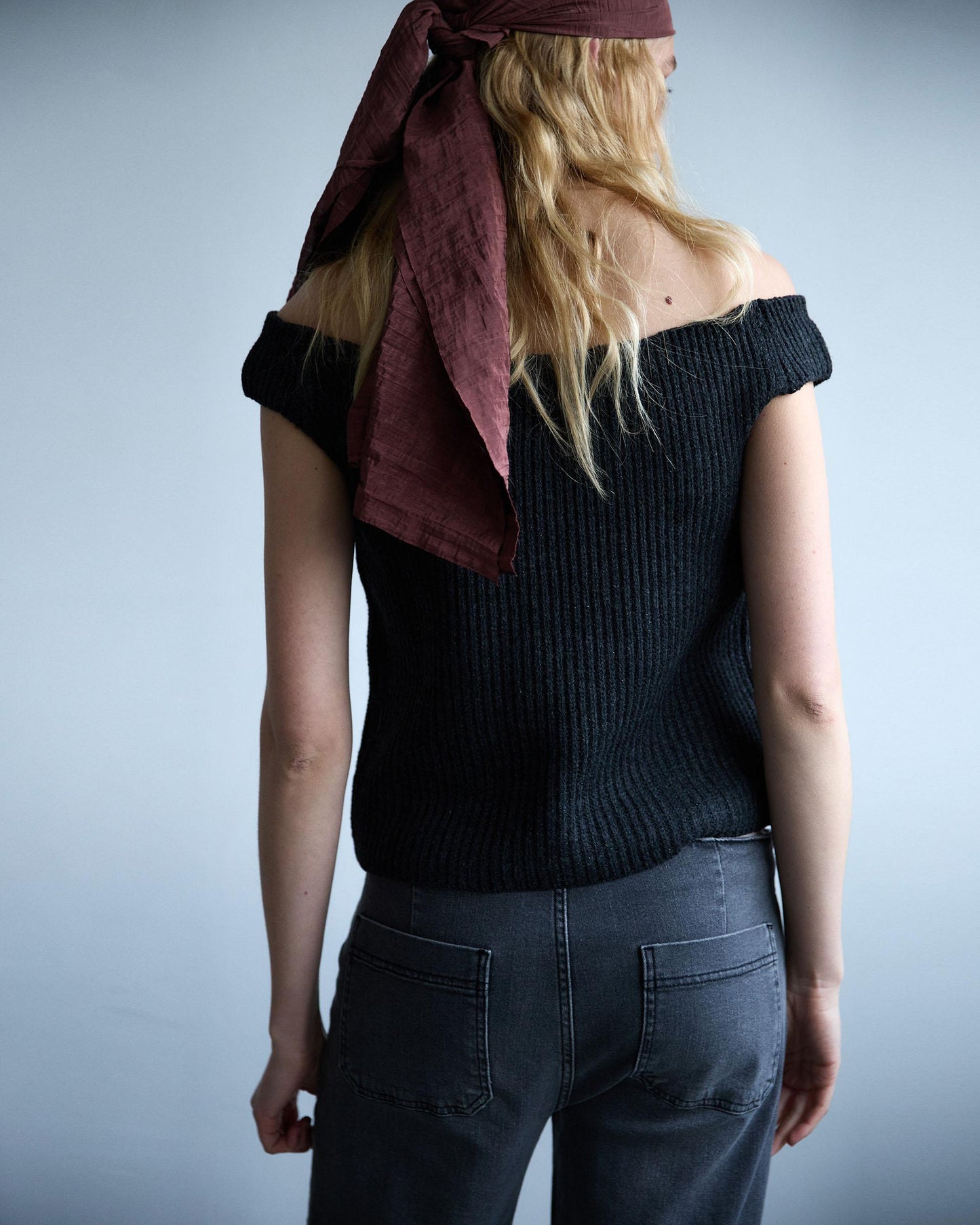 Top Punto Escote Bardot Lurex Antracita