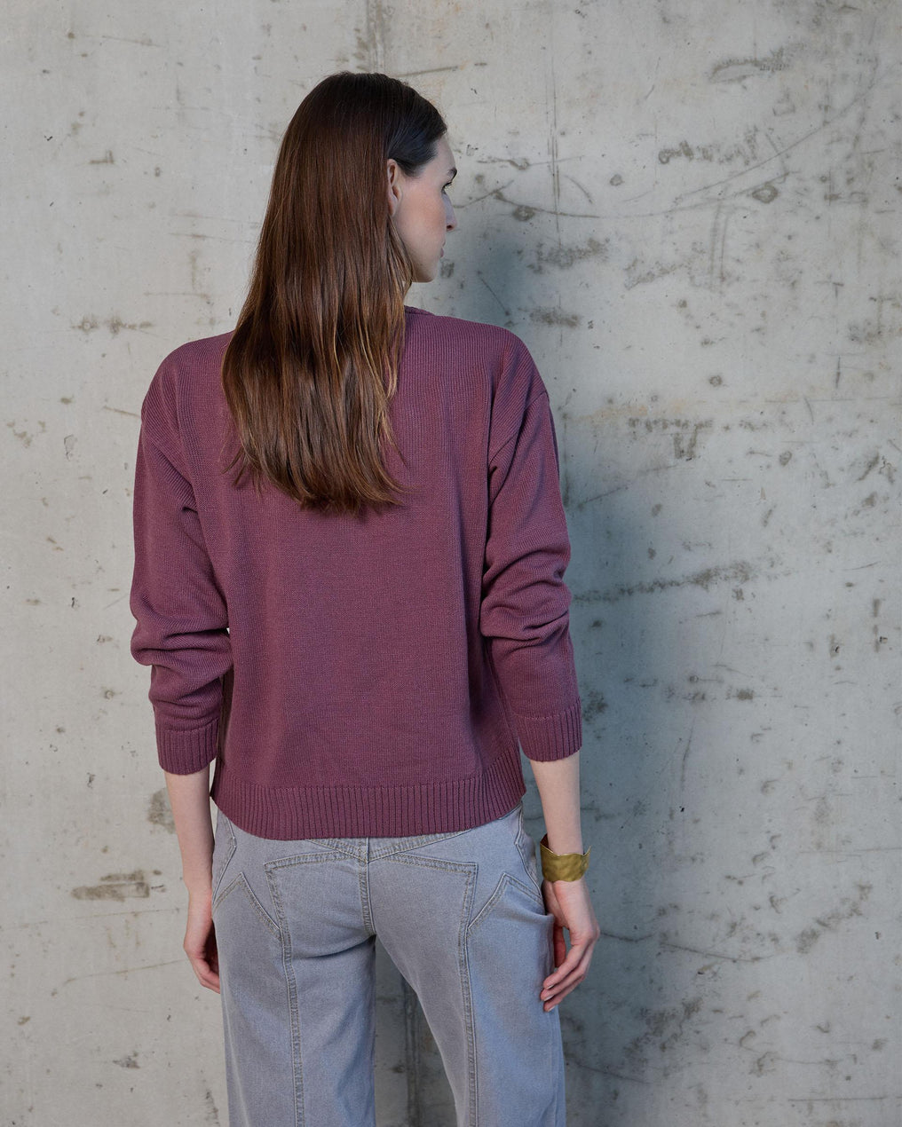 Casaco roxo com botões laterais