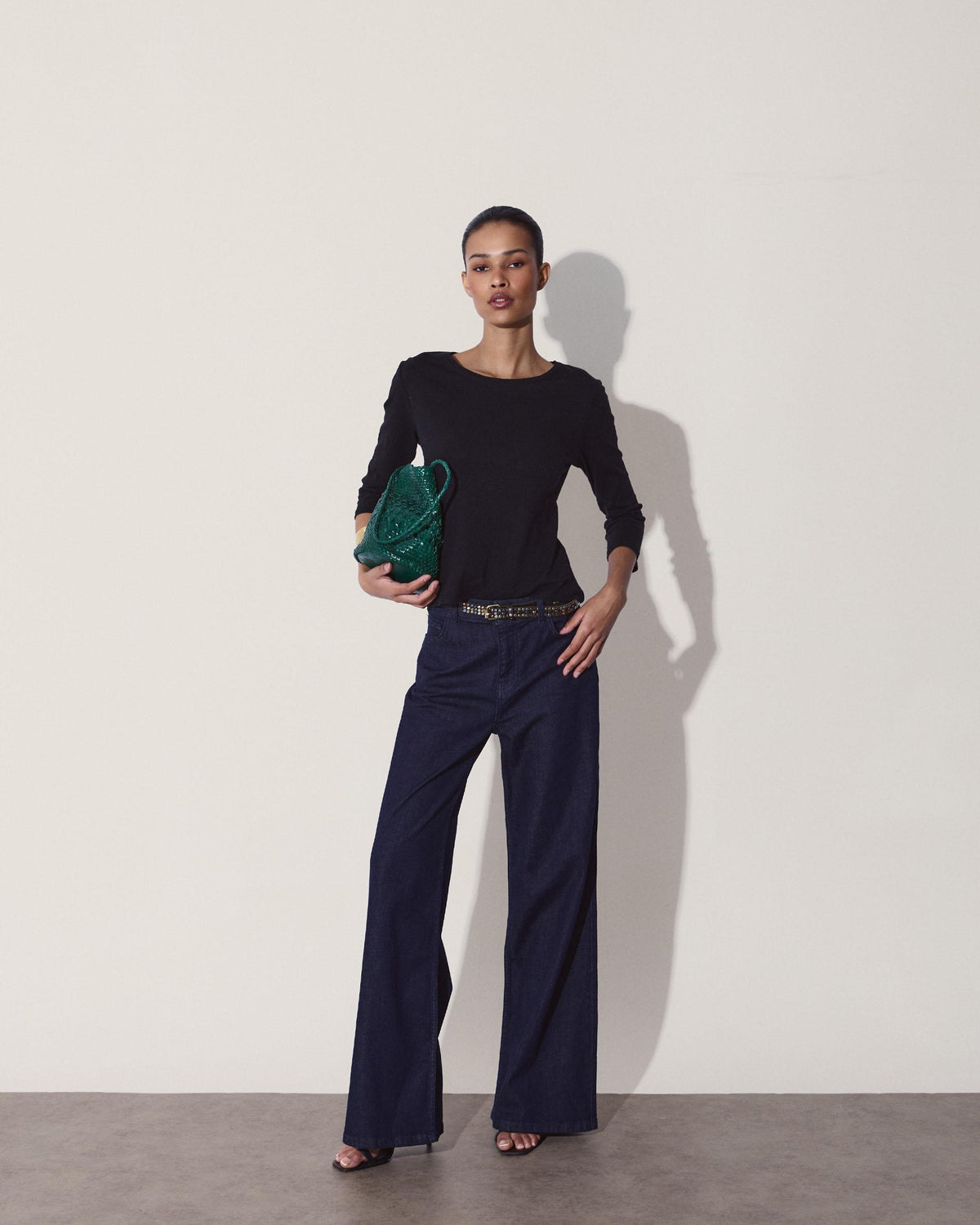 Jeans Estrella Brillos Trasera Azul Oscuro