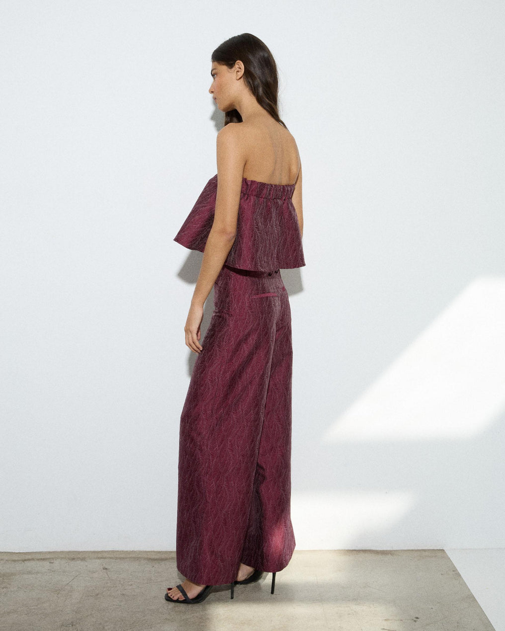 Top Textura Cai-cai Grená