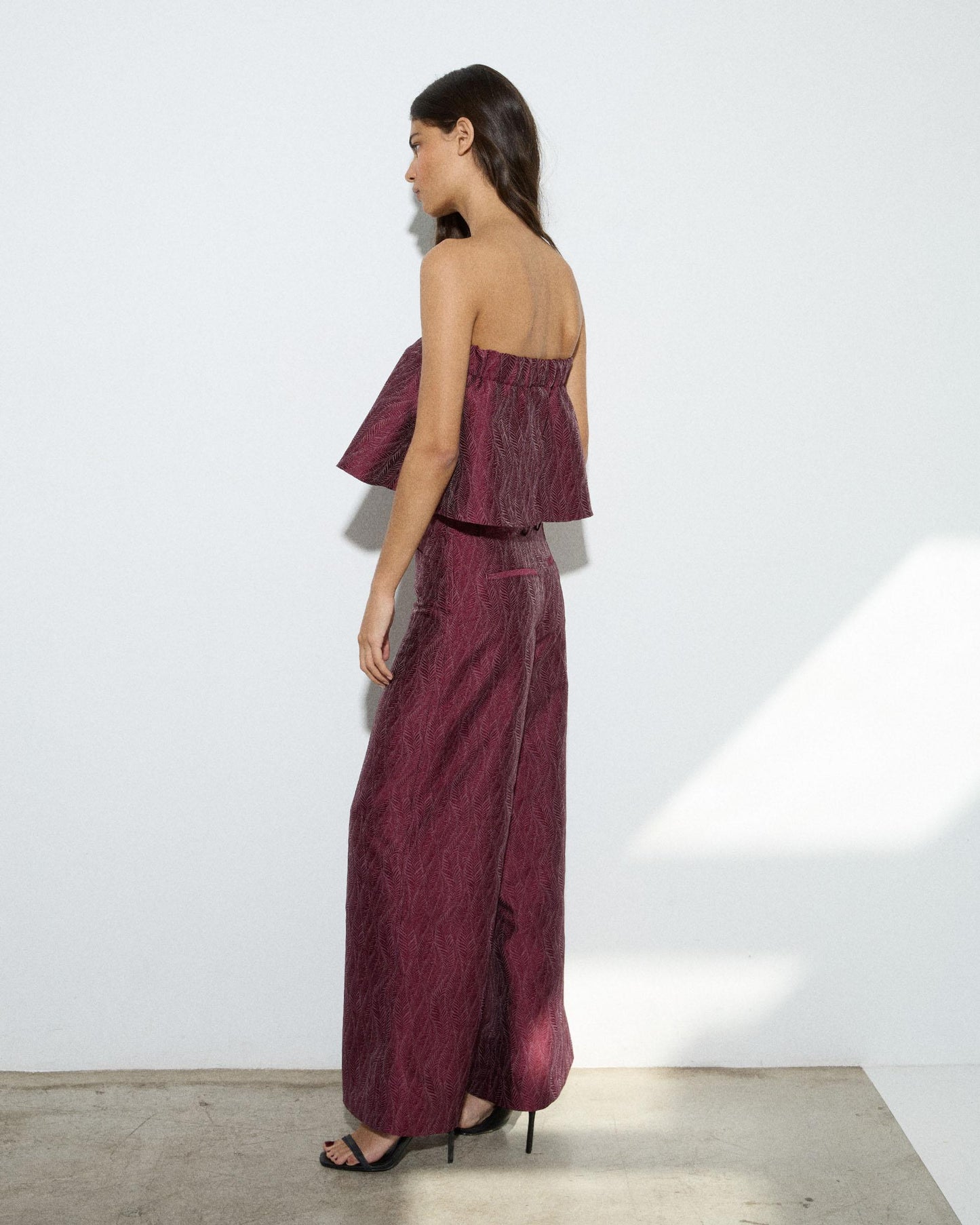 Top Textura Cai-cai Grená