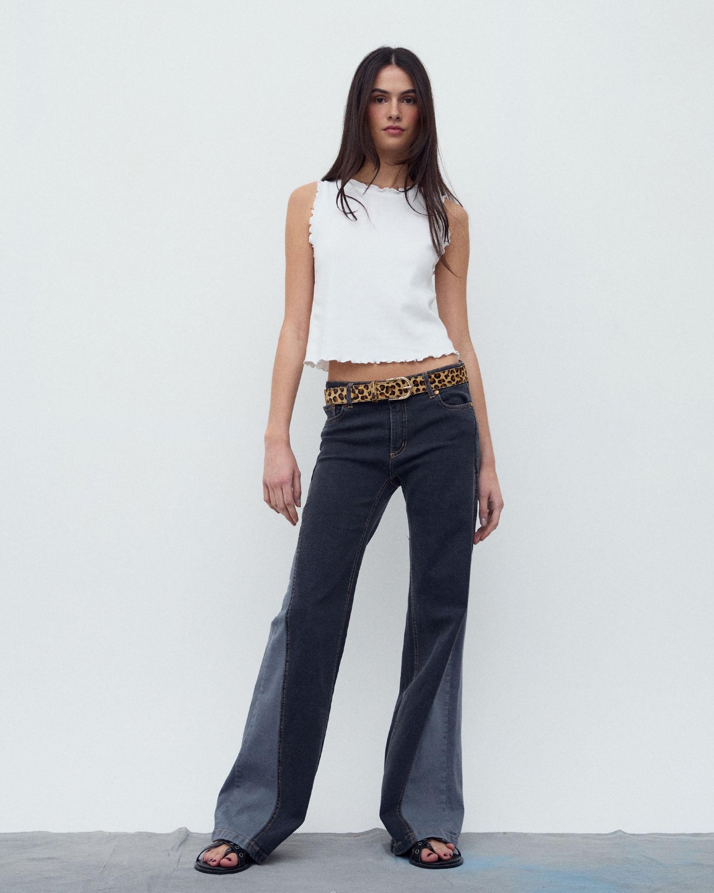 Jeans Cunhas Lateral Preto