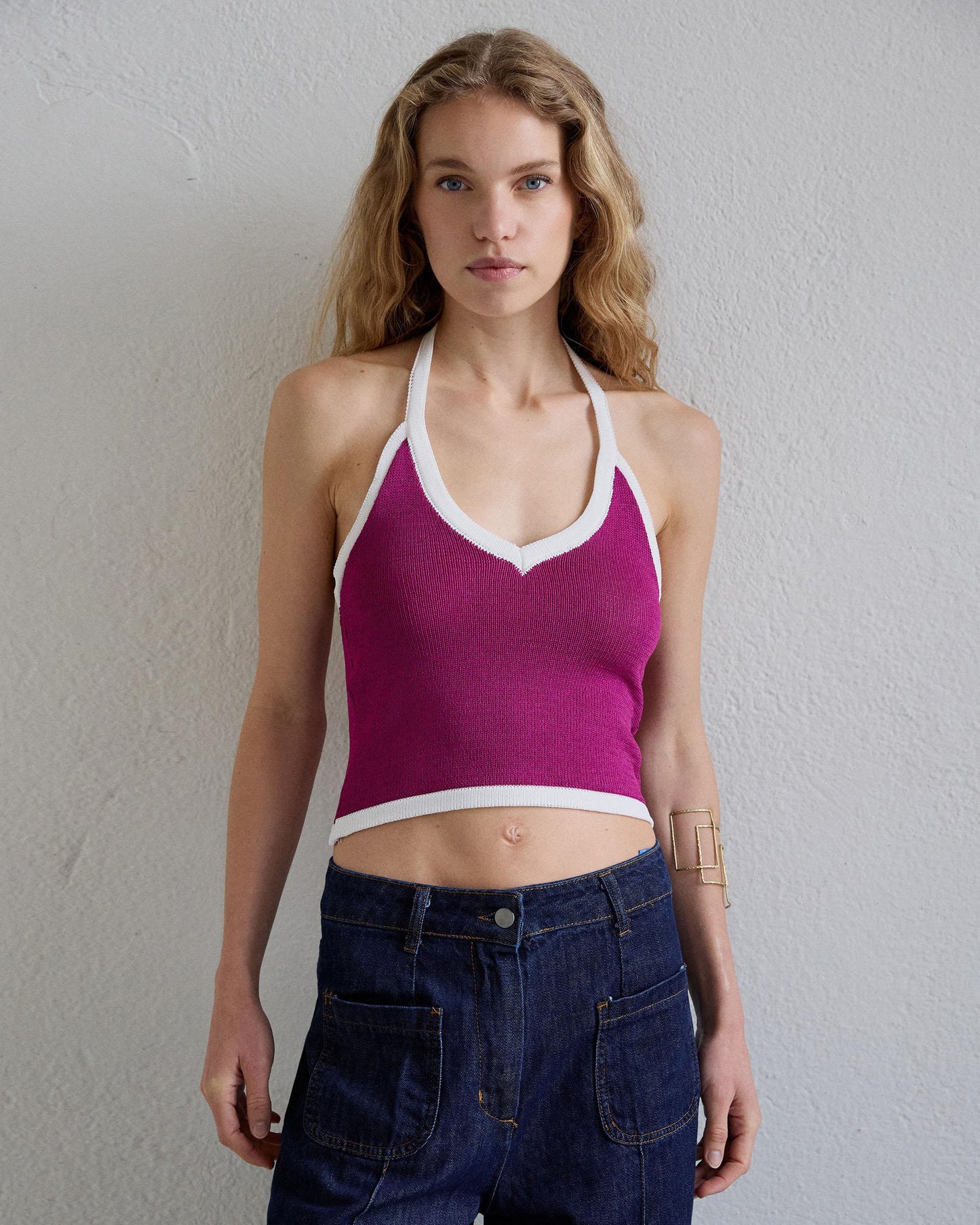 Contrast Fuchsia Halter Top
