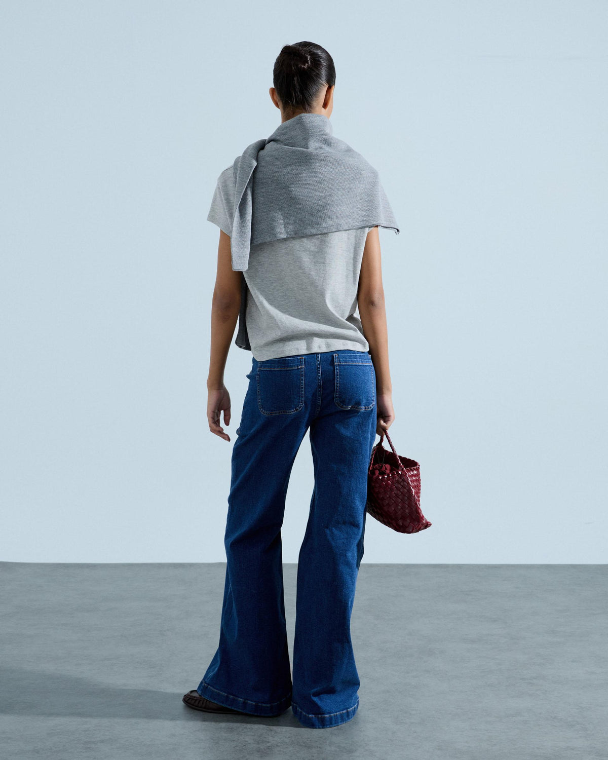 Jeans Botones Campana Azul Jeans