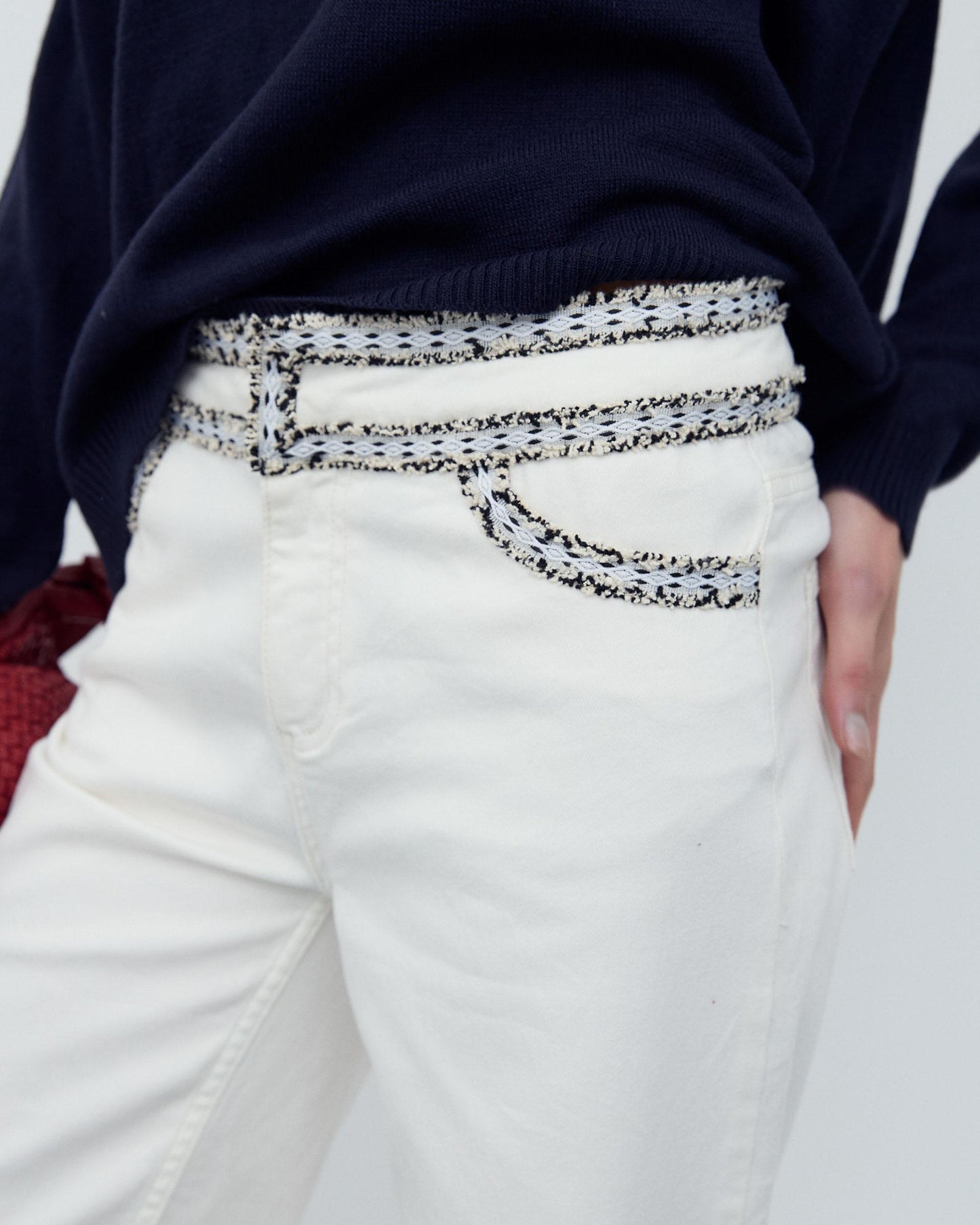 Jeans Detalhe Cós Branco