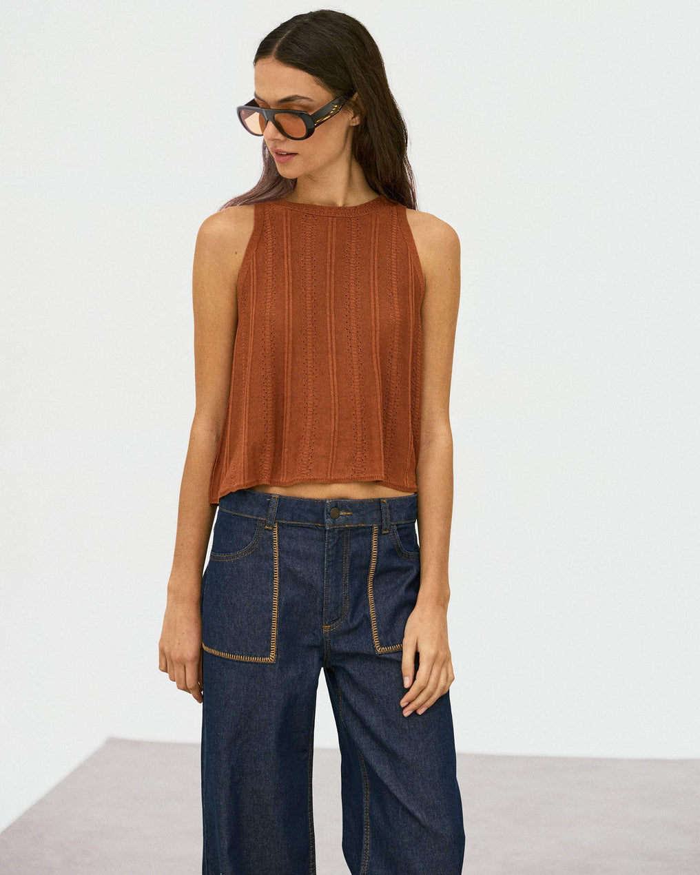 Top Maille Ajouré Tuile