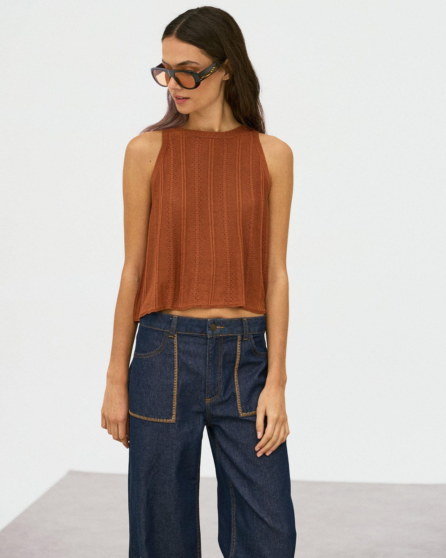 Top Maille Ajouré Tuile
