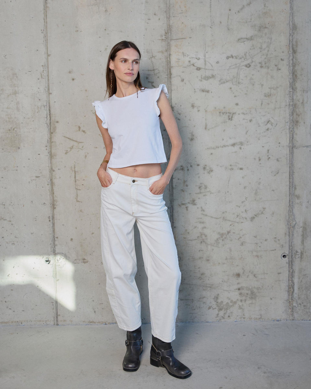 Camiseta Manga Volantes Blanco