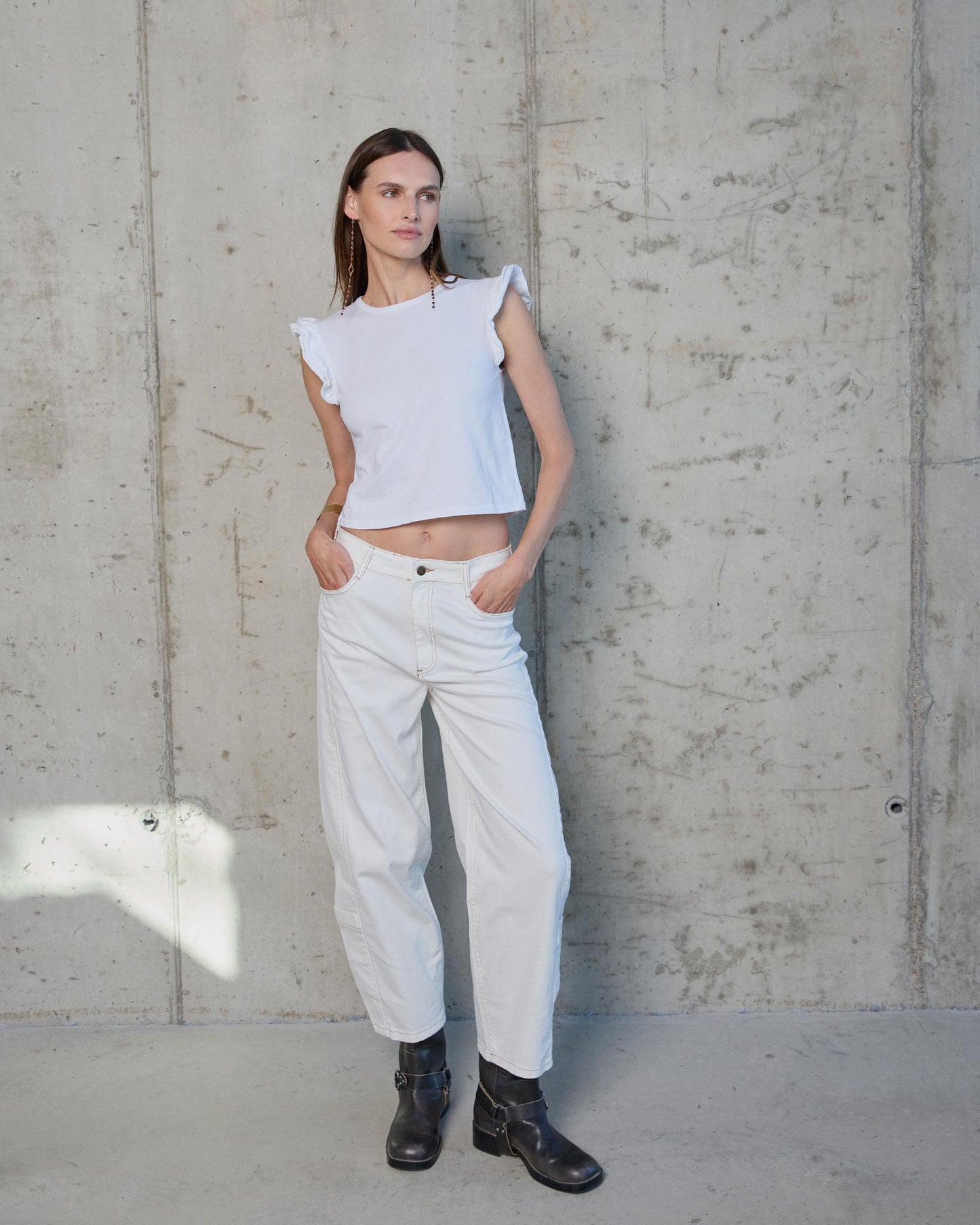 Camiseta Manga Volantes Blanco