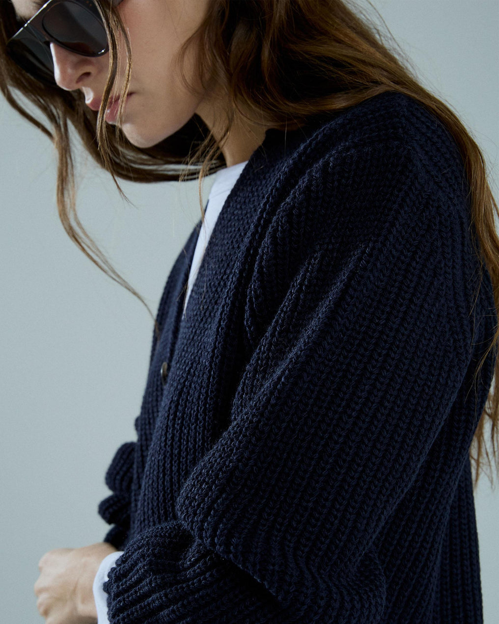 Chaqueta Abierta Botones Azul Oscuro