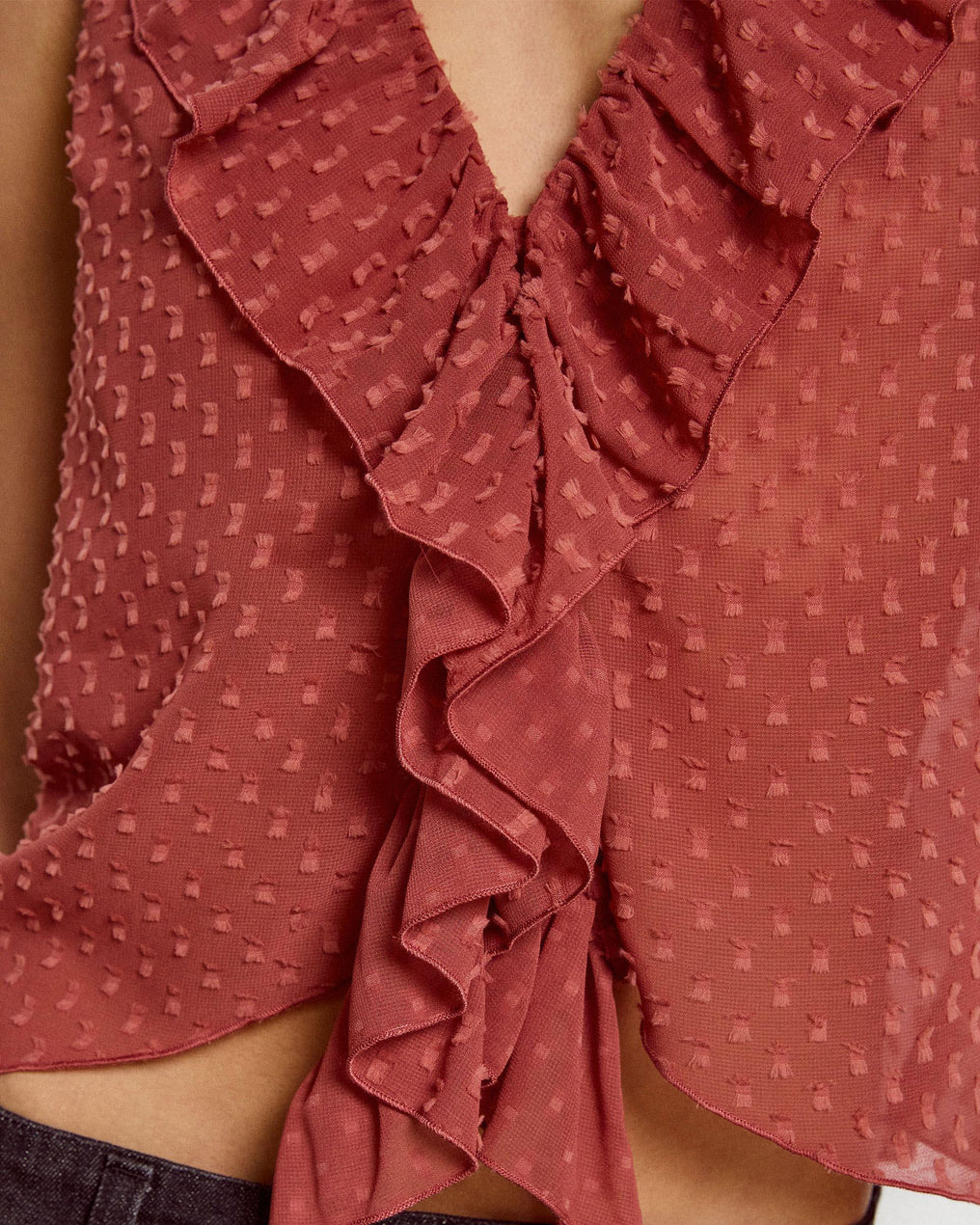 Top Plumeti Volantes Rosa