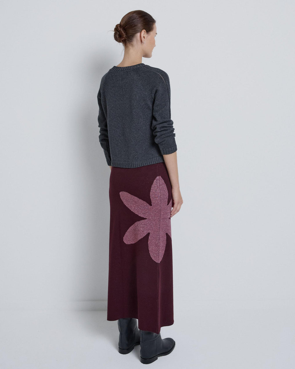 Long Eggplant Flower Skirt