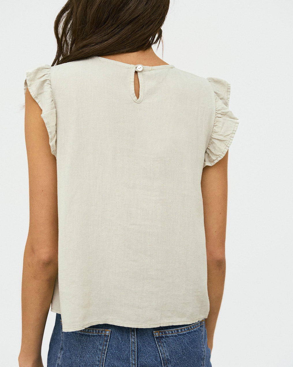 Blouse Volants Manches Beige