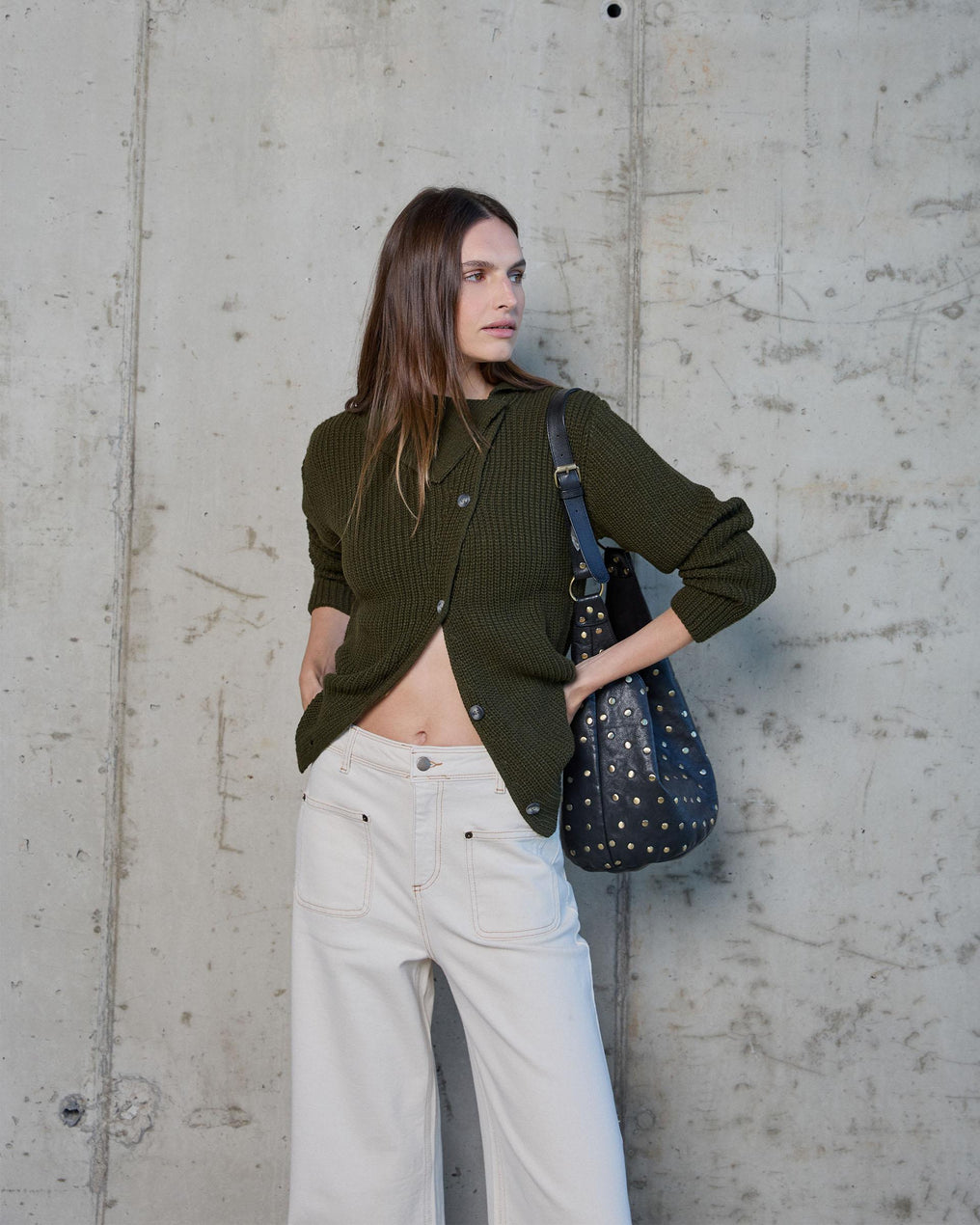 Chaqueta Cuello Ancho Verde Militar