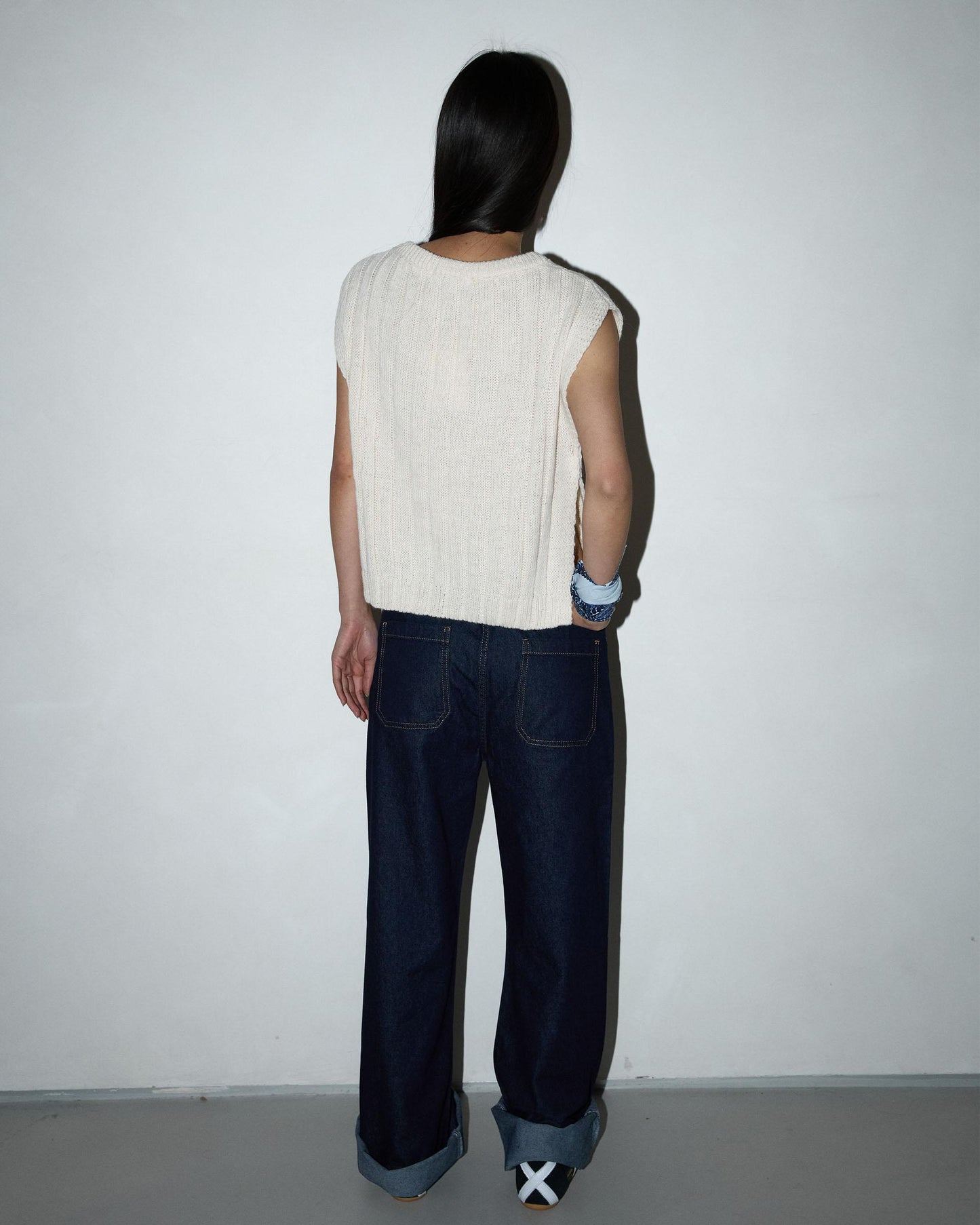 Raw V-Neck Knit Vest