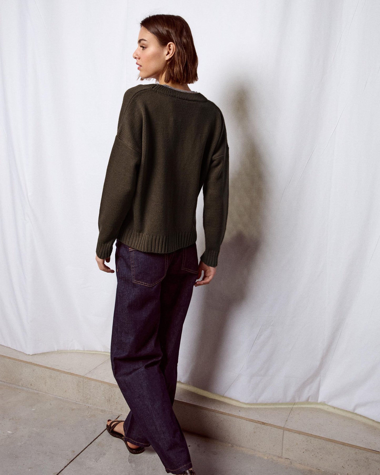 Chaqueta Contrastes Bicolor Kaki