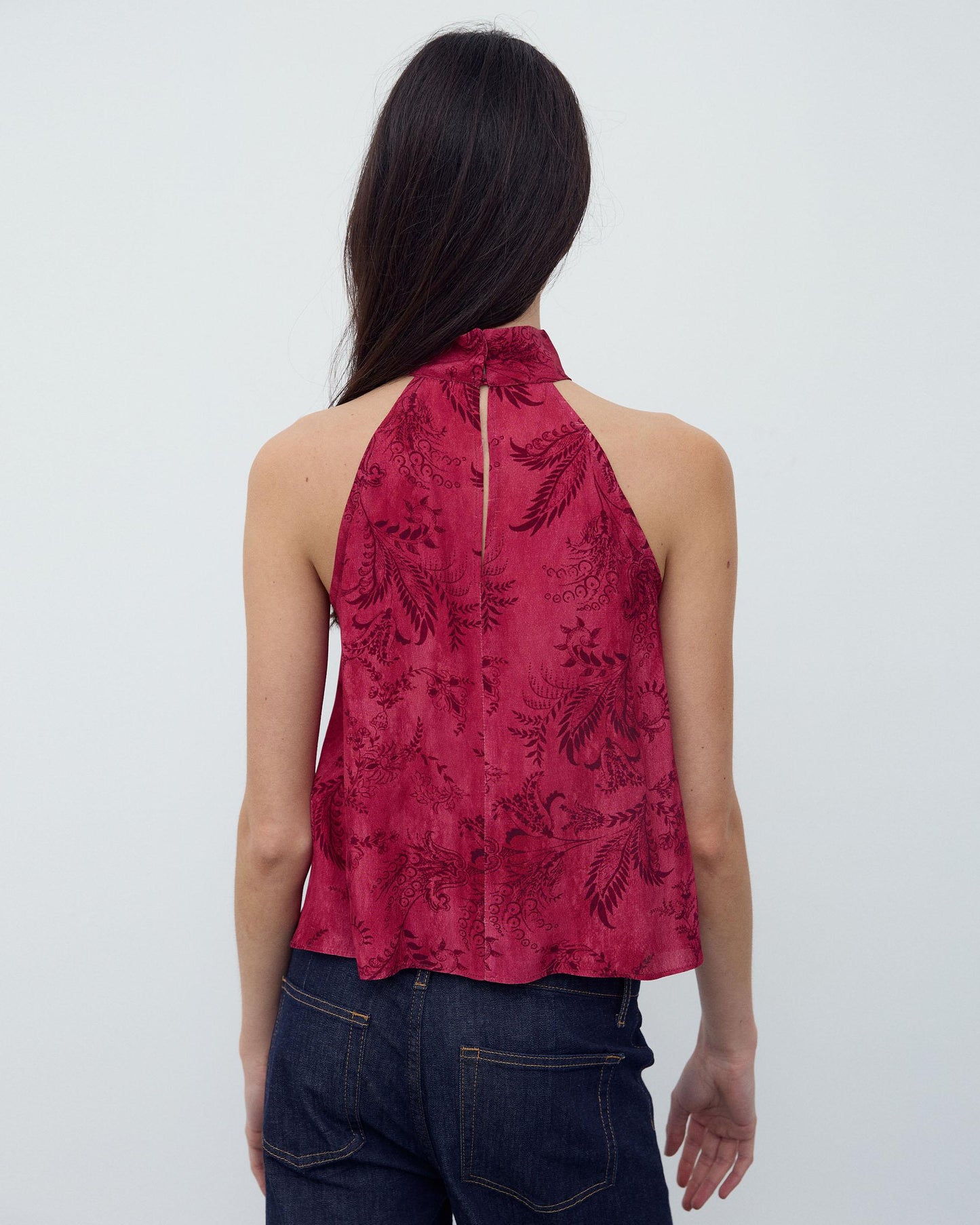 Top Halter Estampado Fúcsia