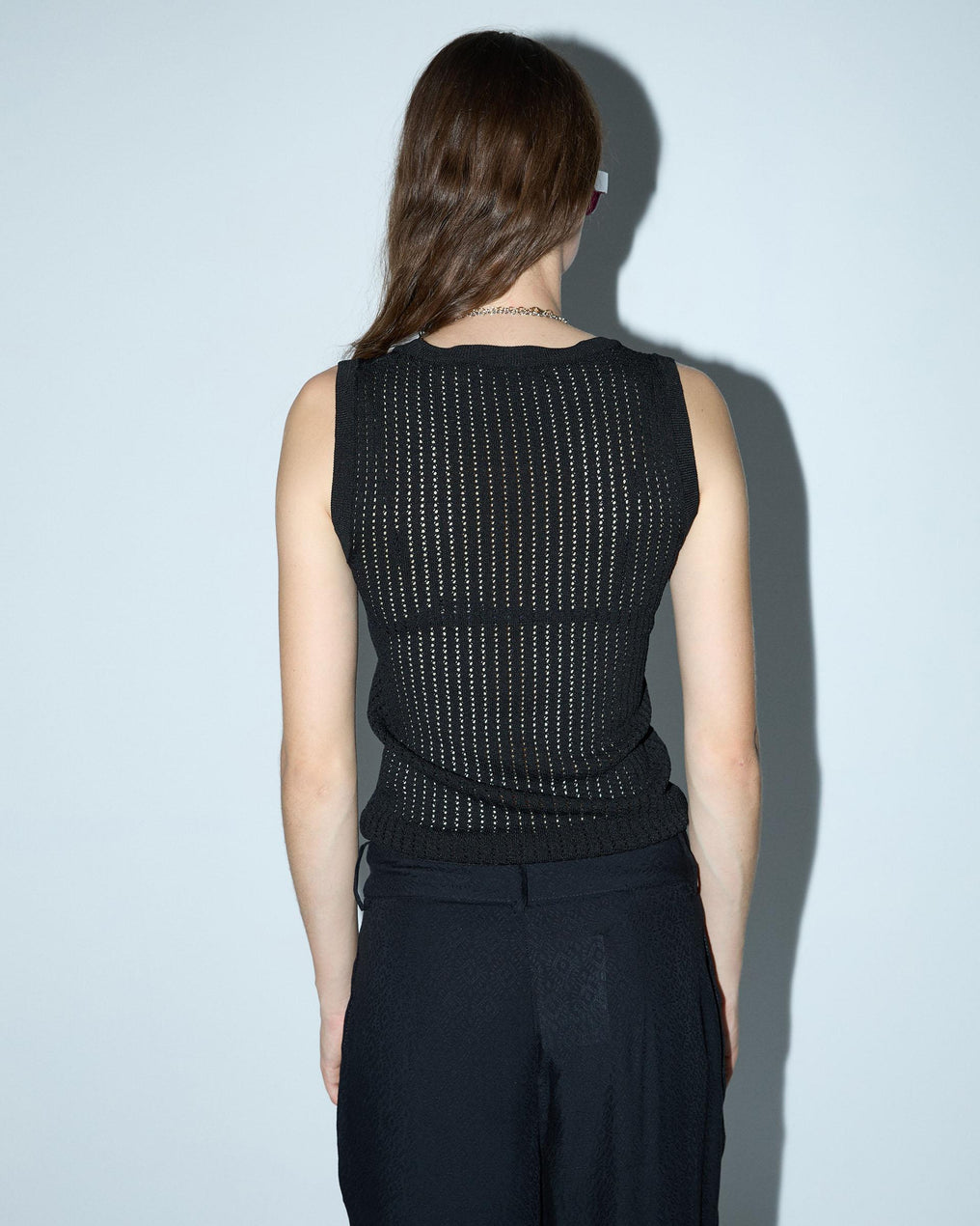 Black Openwork Tank Top