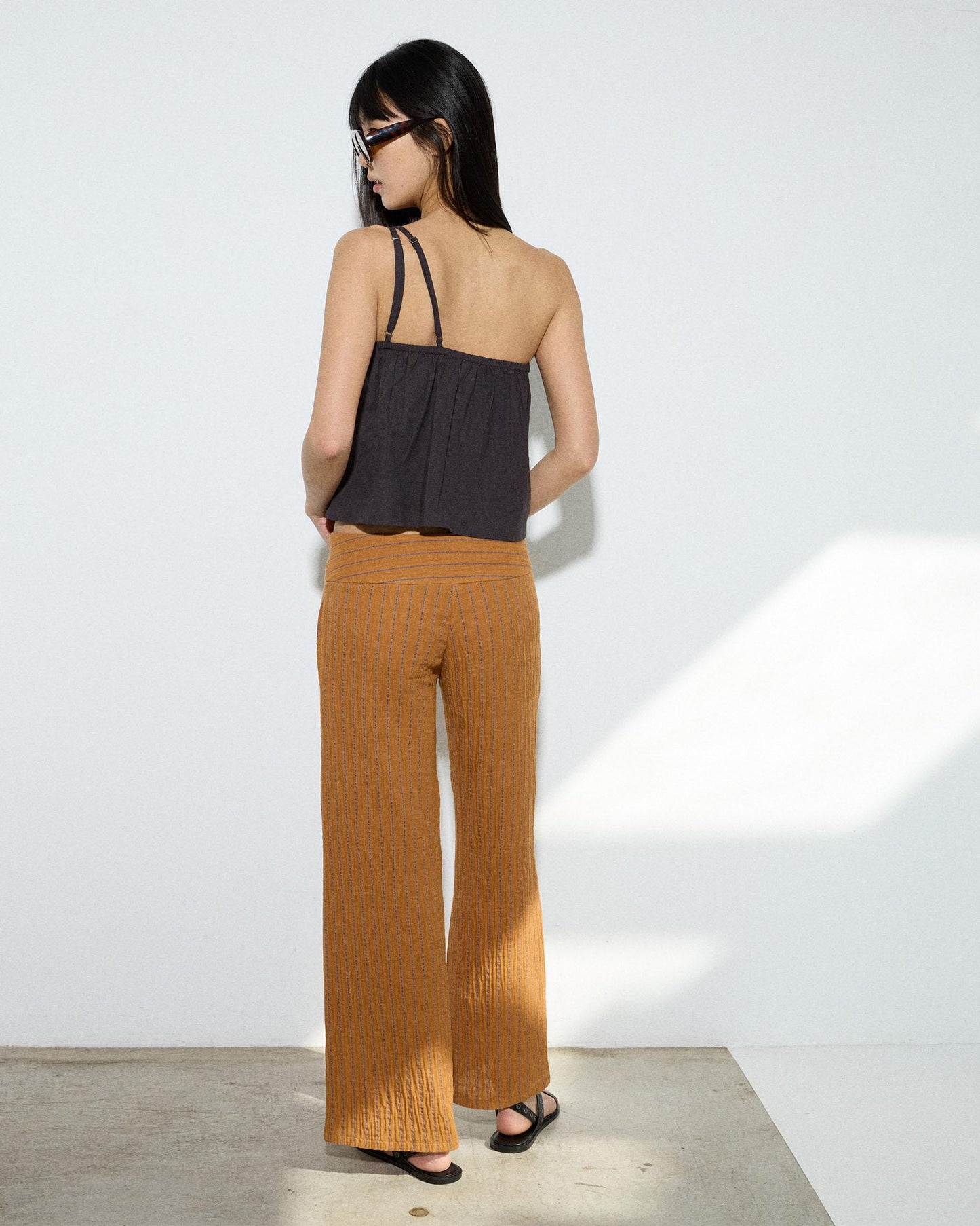 Orange Striped Crossover Waist Trousers