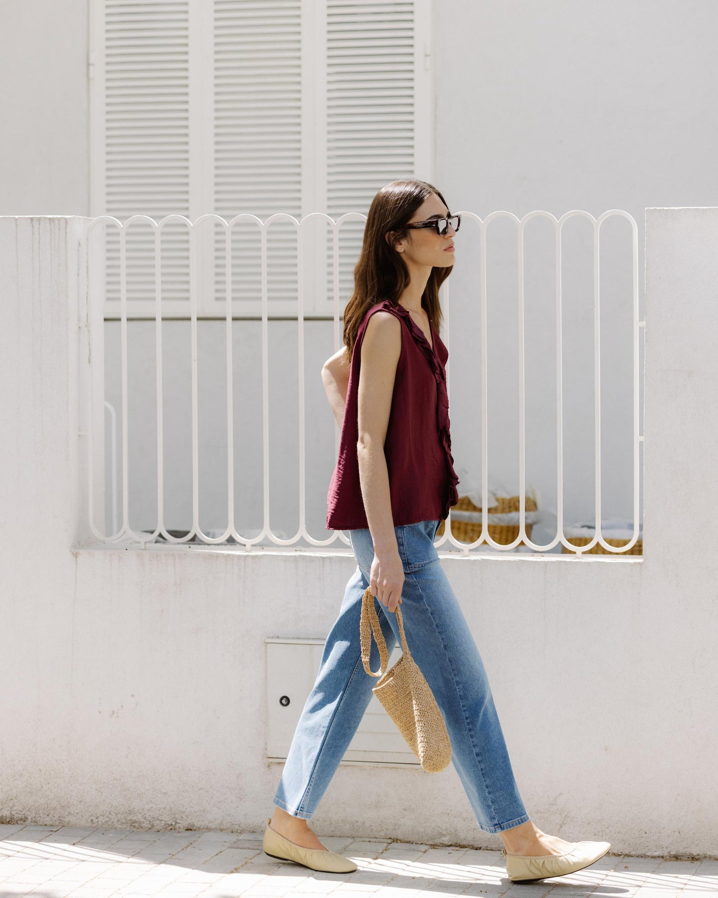 Jeans Cós Duplo Bolso Azul