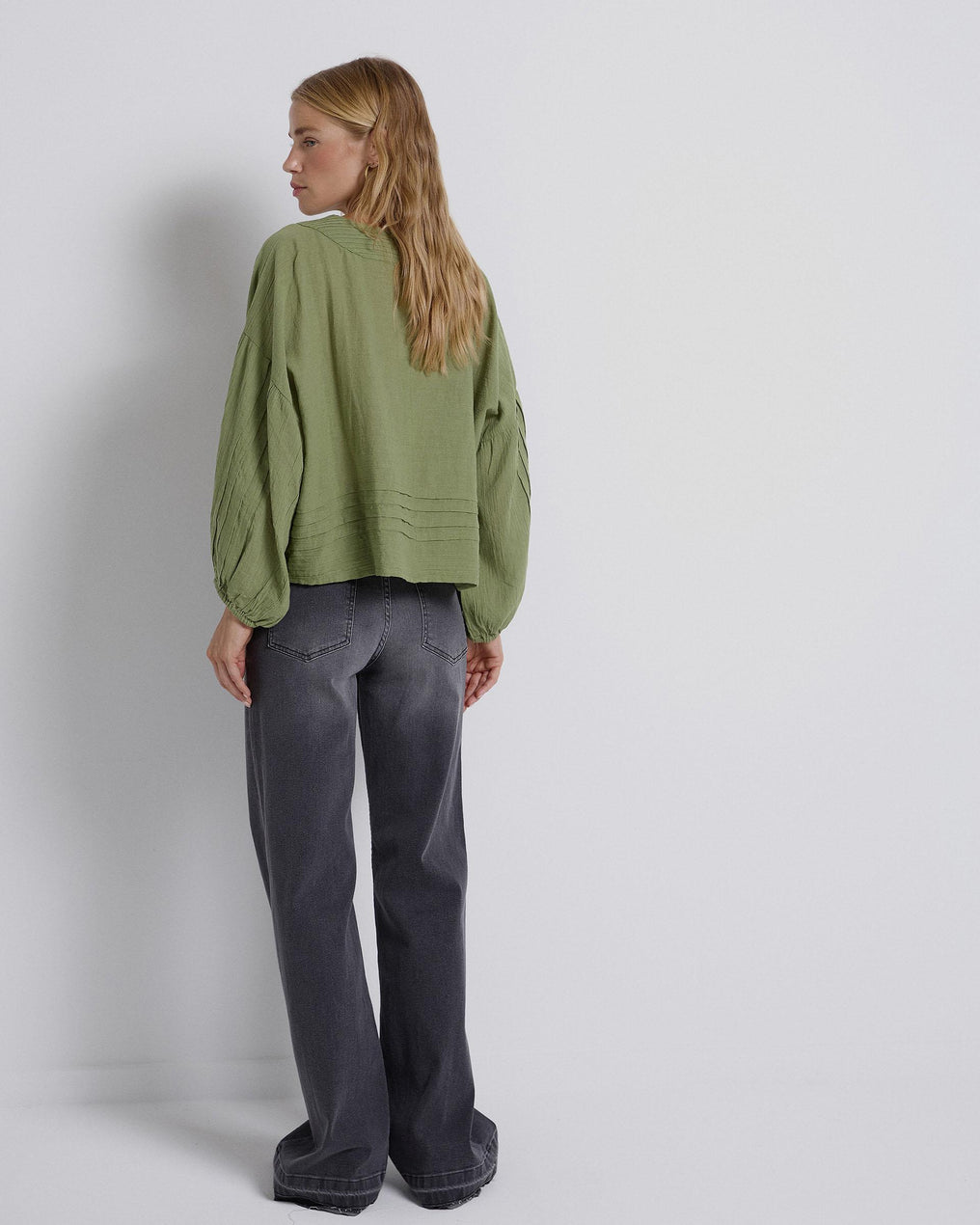 Green Pleated Blouse