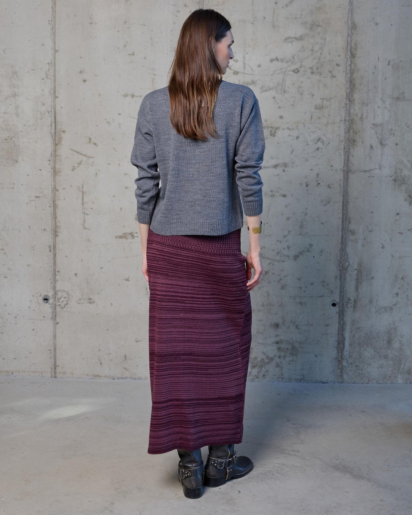 Falda Punto Bicolor Morado