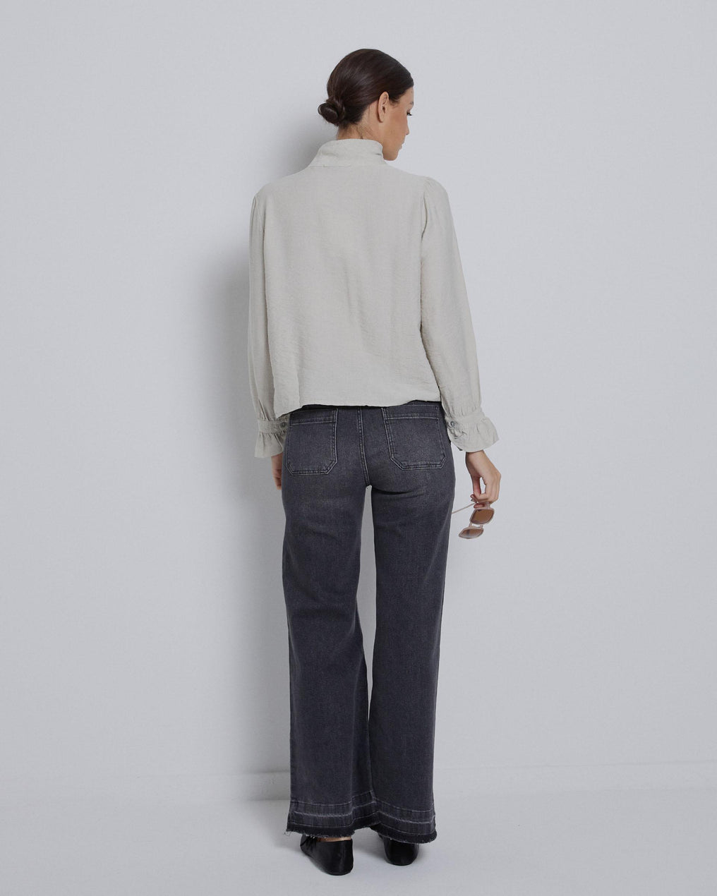 Raw Ruffle Bow Blouse