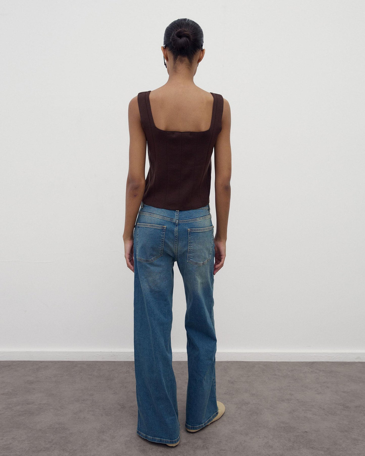 Jeans Tachas Costuras Azul