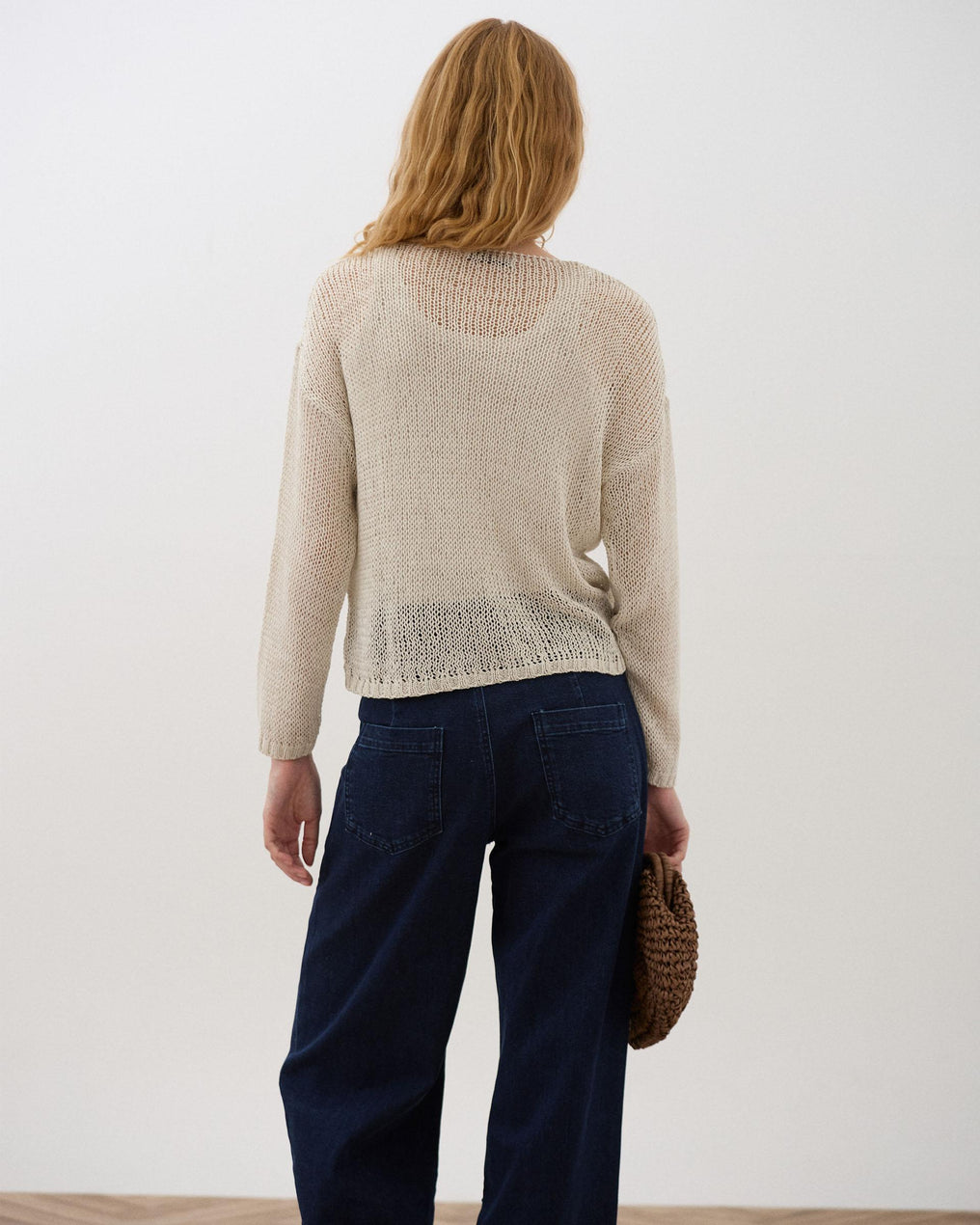 Jersey Calado Cuello Pico Beige
