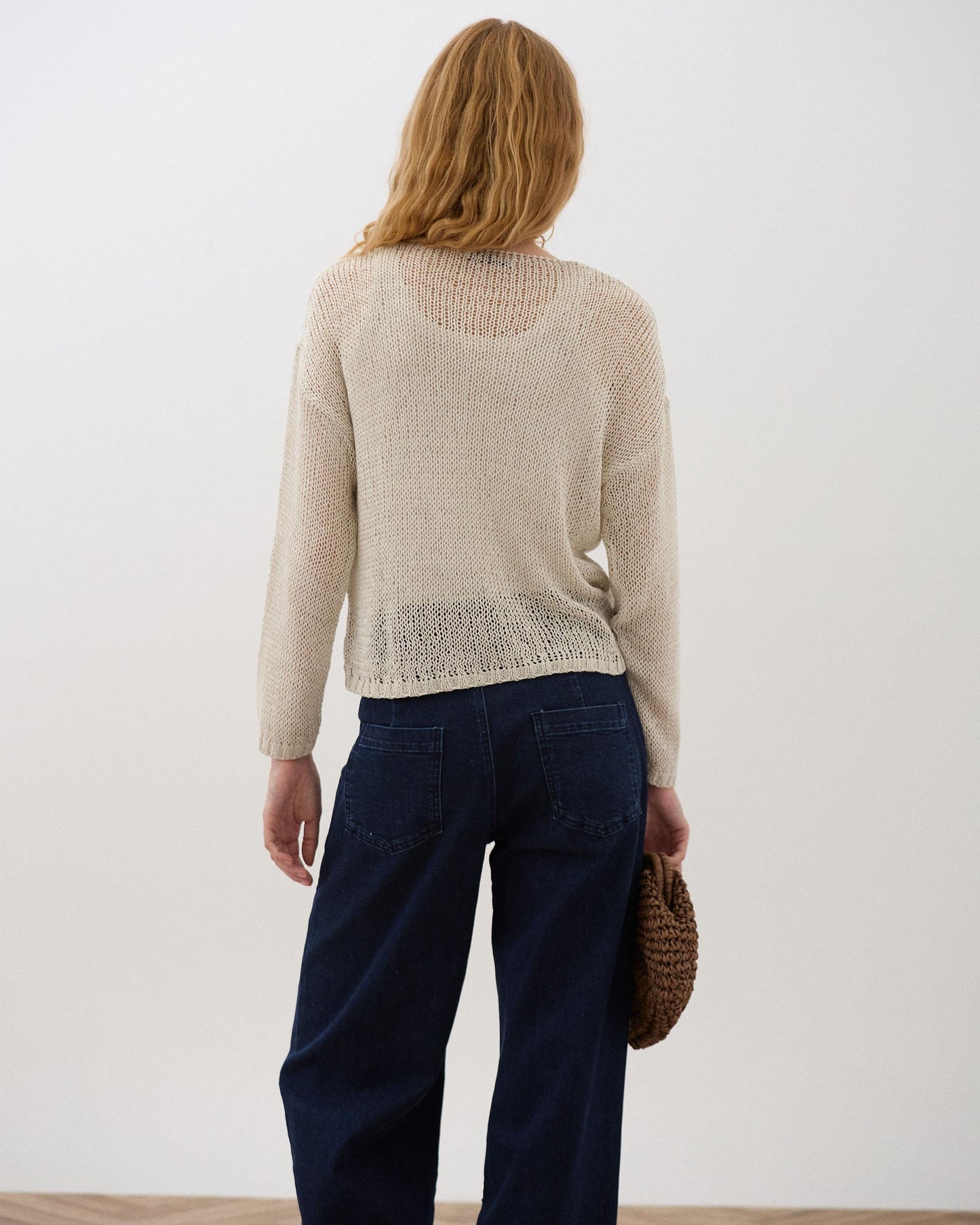 Jersey Calado Cuello Pico Beige