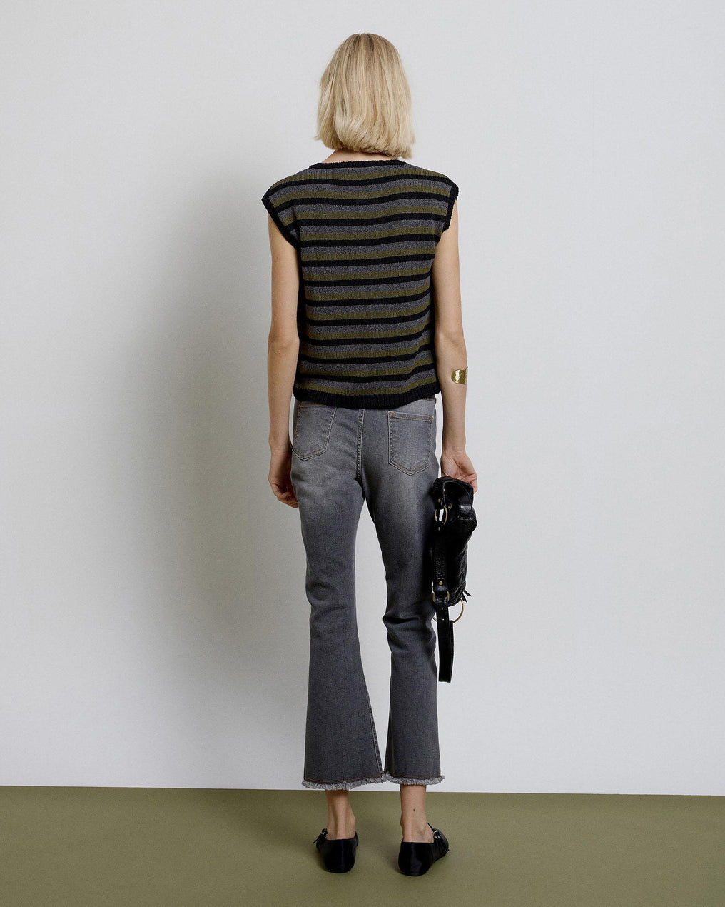 Chaleco Rayas Horizontales Botones Antracita