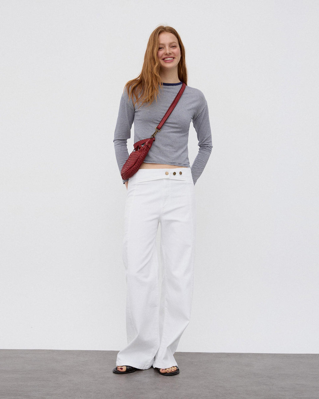 Jeans Cinturilla Pieza Botones Blanco