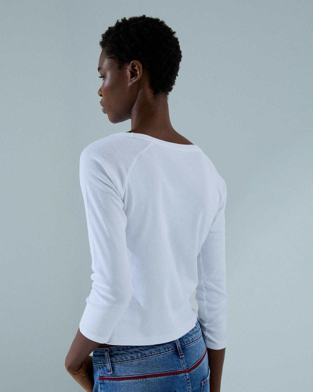 Camiseta Manga Larga Ranglán Blanco