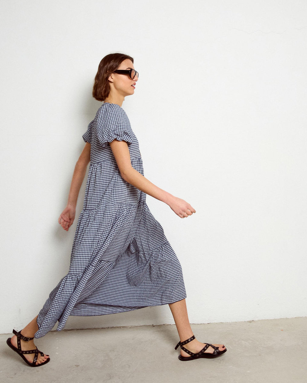 Vestido Largo Cortes Azul Marino