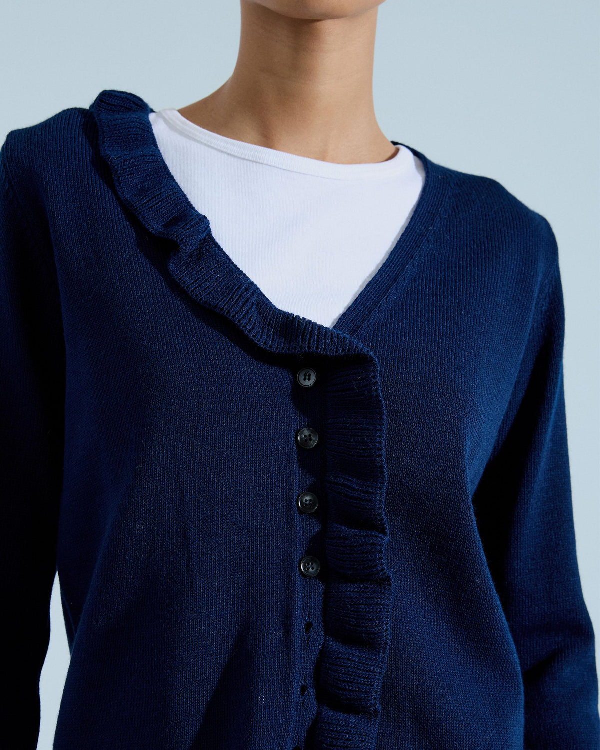 Chaqueta Volante Asimétrico Azul Oscuro
