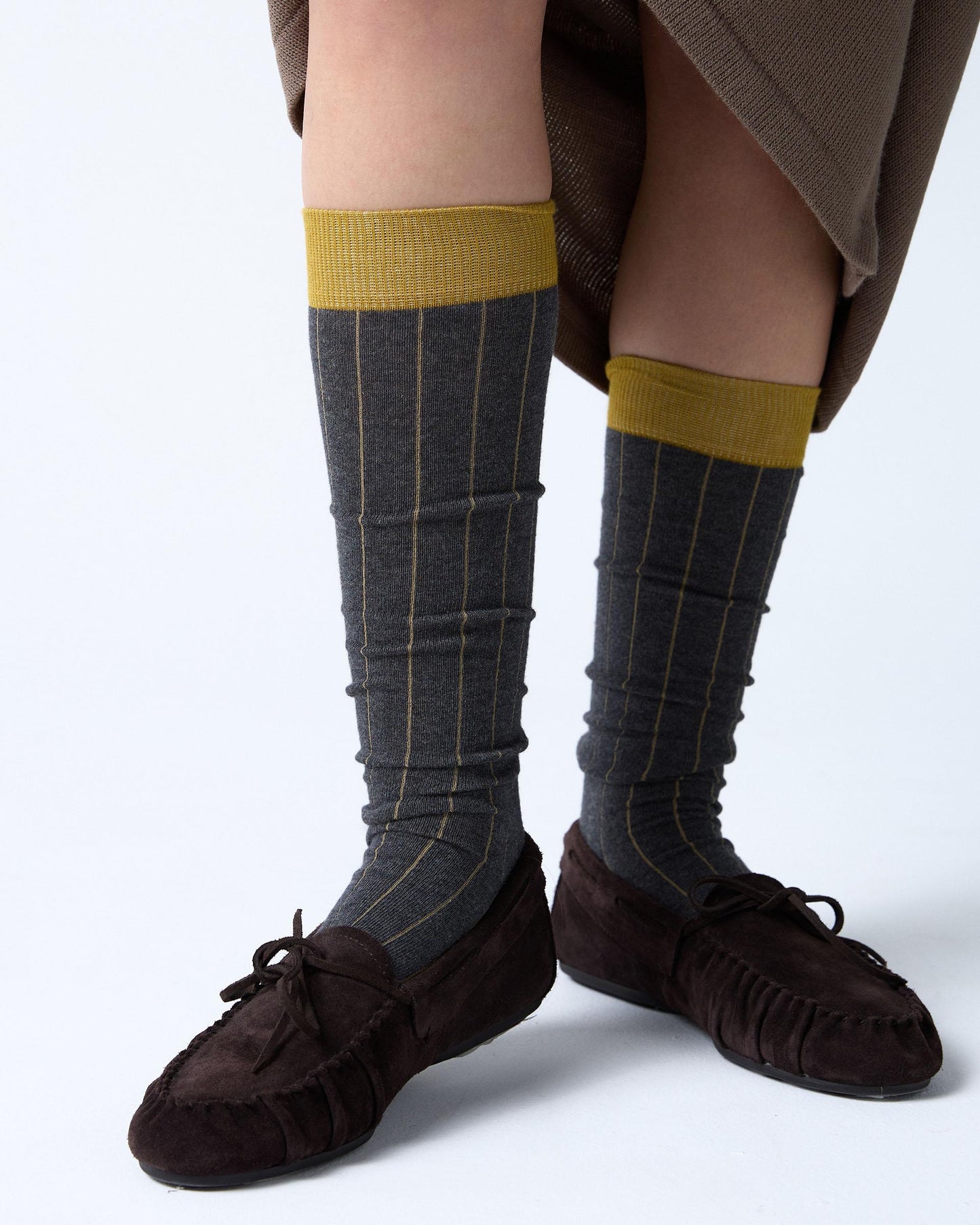 Two-tone Anthracite High-Top Socks