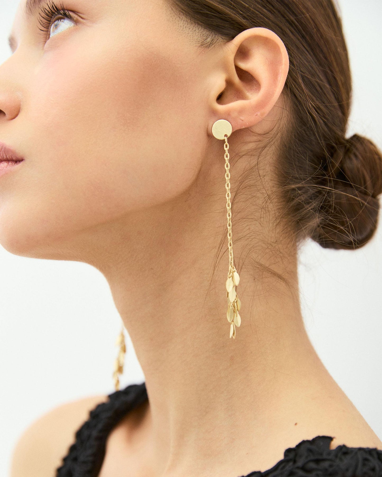 Pendientes Cadenas Hojas Oro