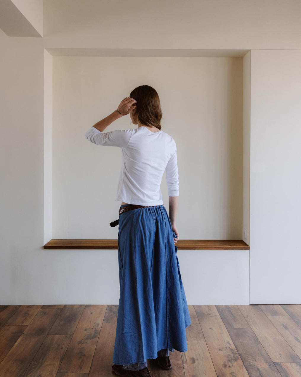 Camiseta Cuello Cuadrado Blanco