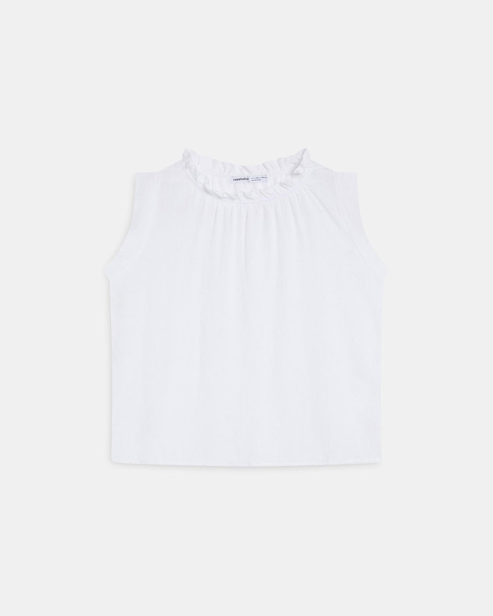 Blouse sans Manches Col Volant Blanc