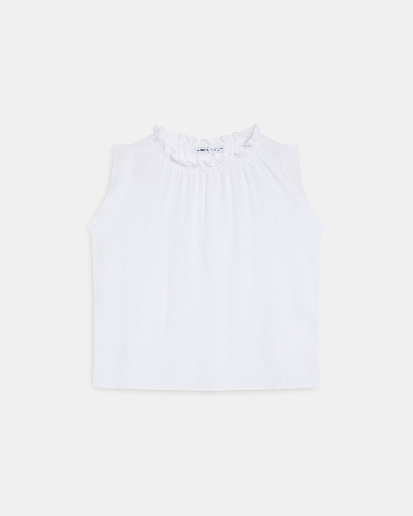 Blouse sans Manches Col Volant Blanc