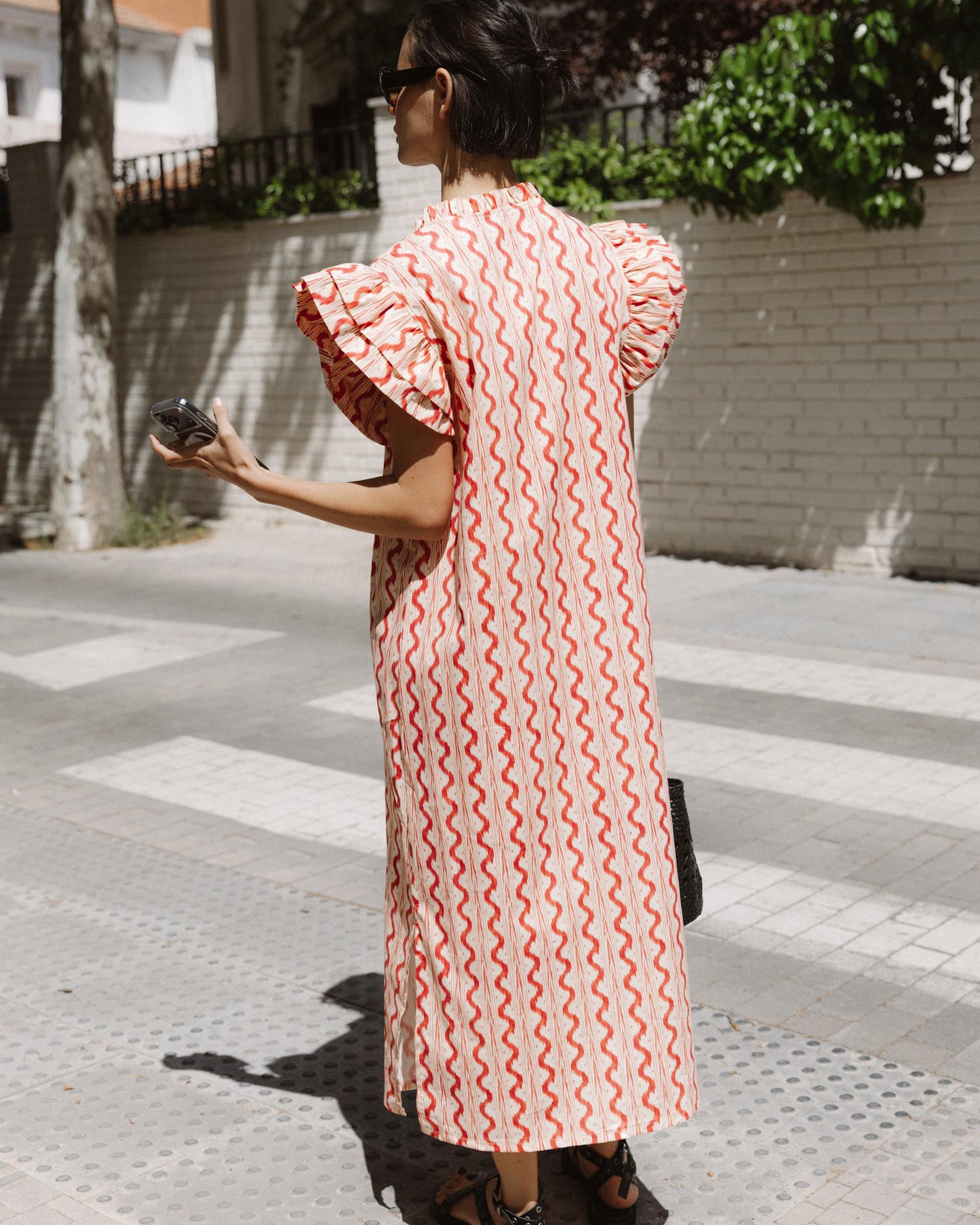 Vestido Camisero Volantes Rosa