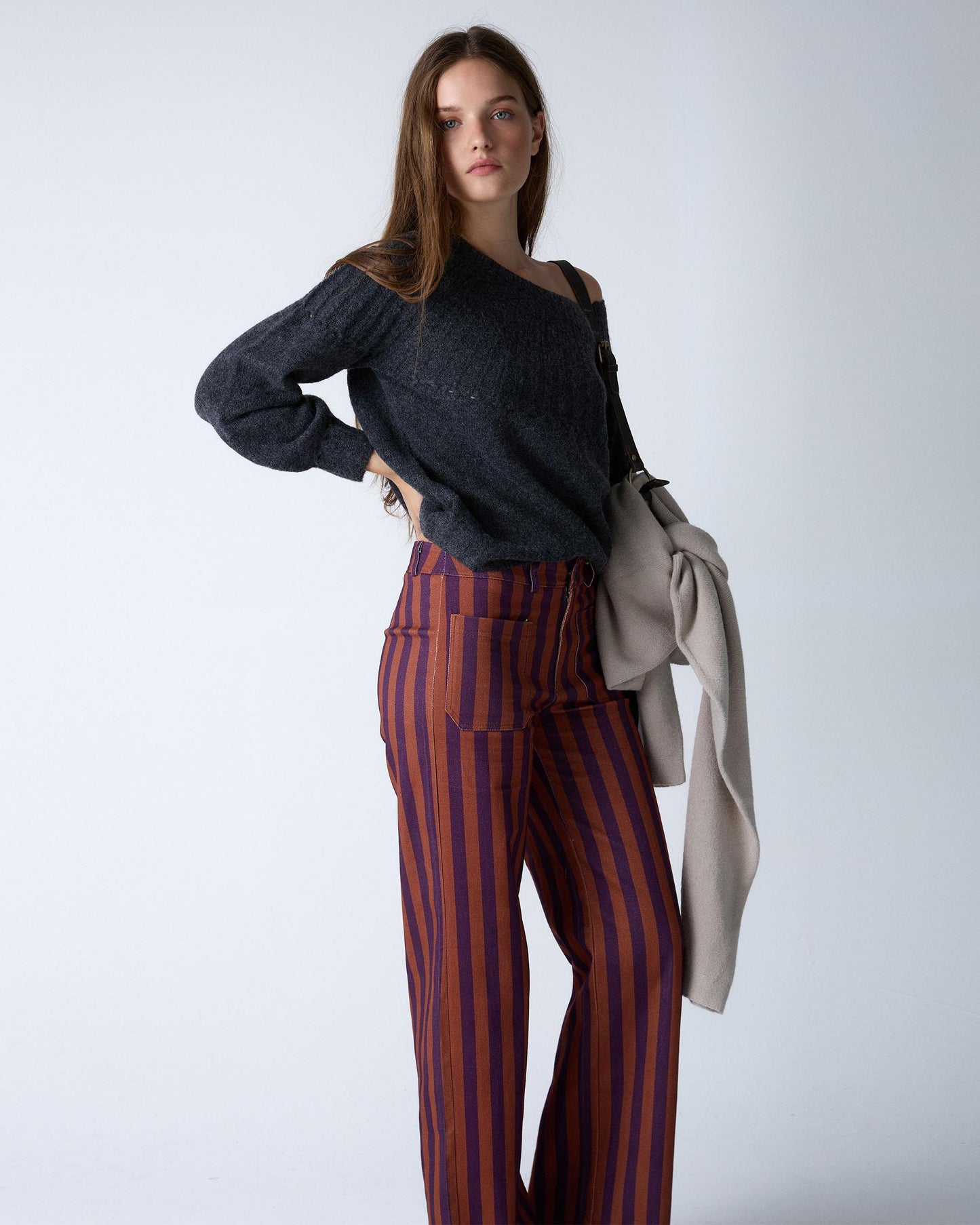 Two-tone Orange Striped Pants
