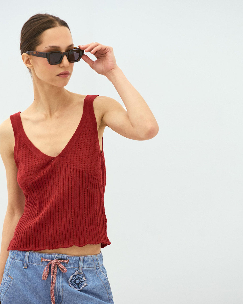 Red Ribbed Camisole