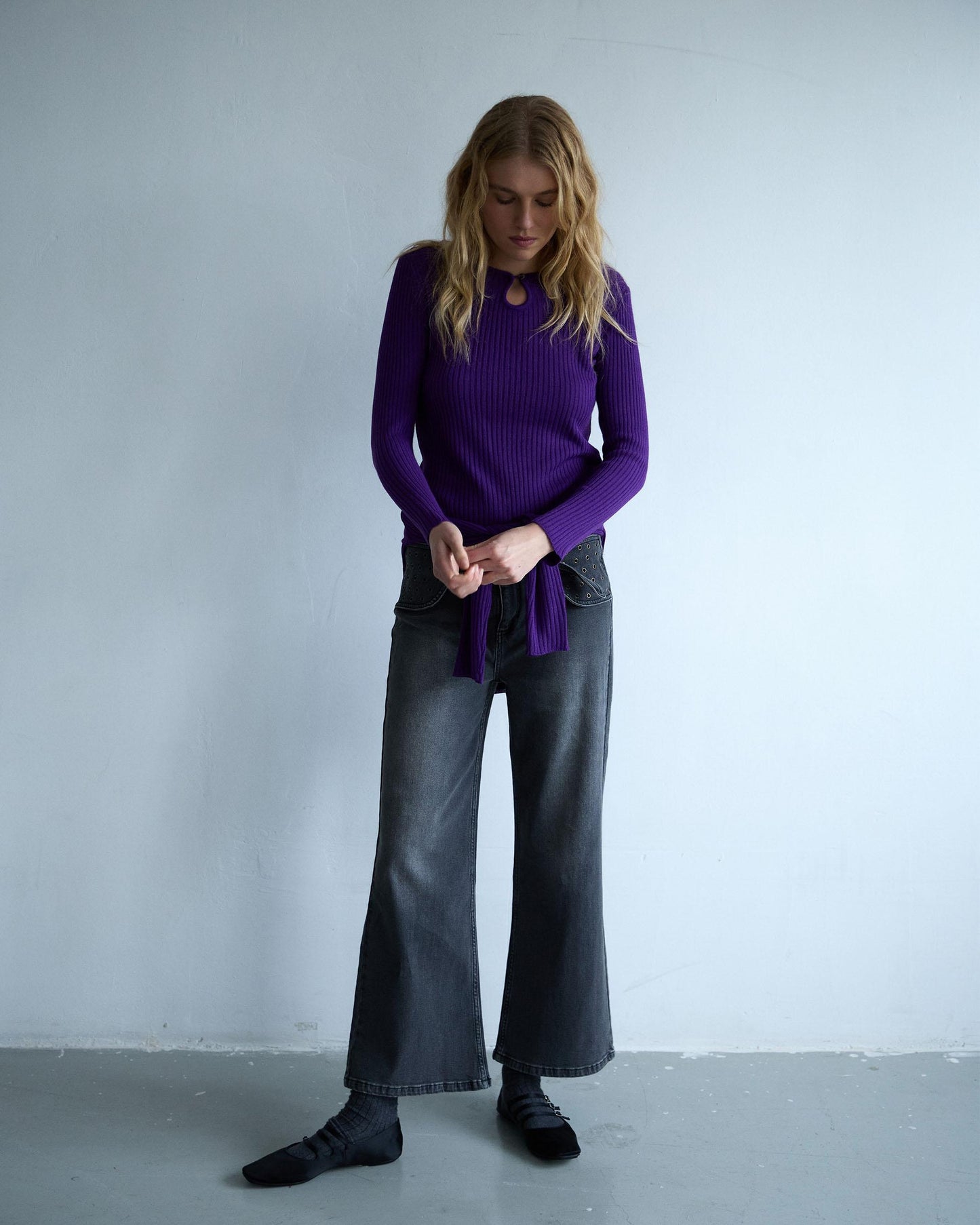 Top Punto Escote Lágrima Morado