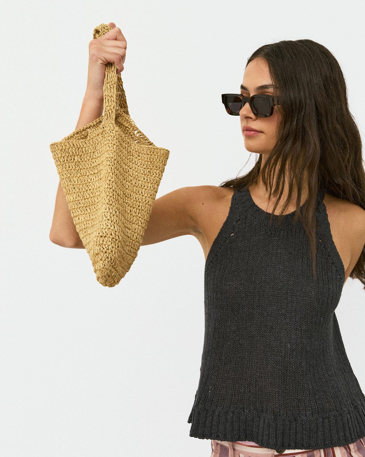 Top de Malha sem Mangas com Gola Redonda Rib Antracite