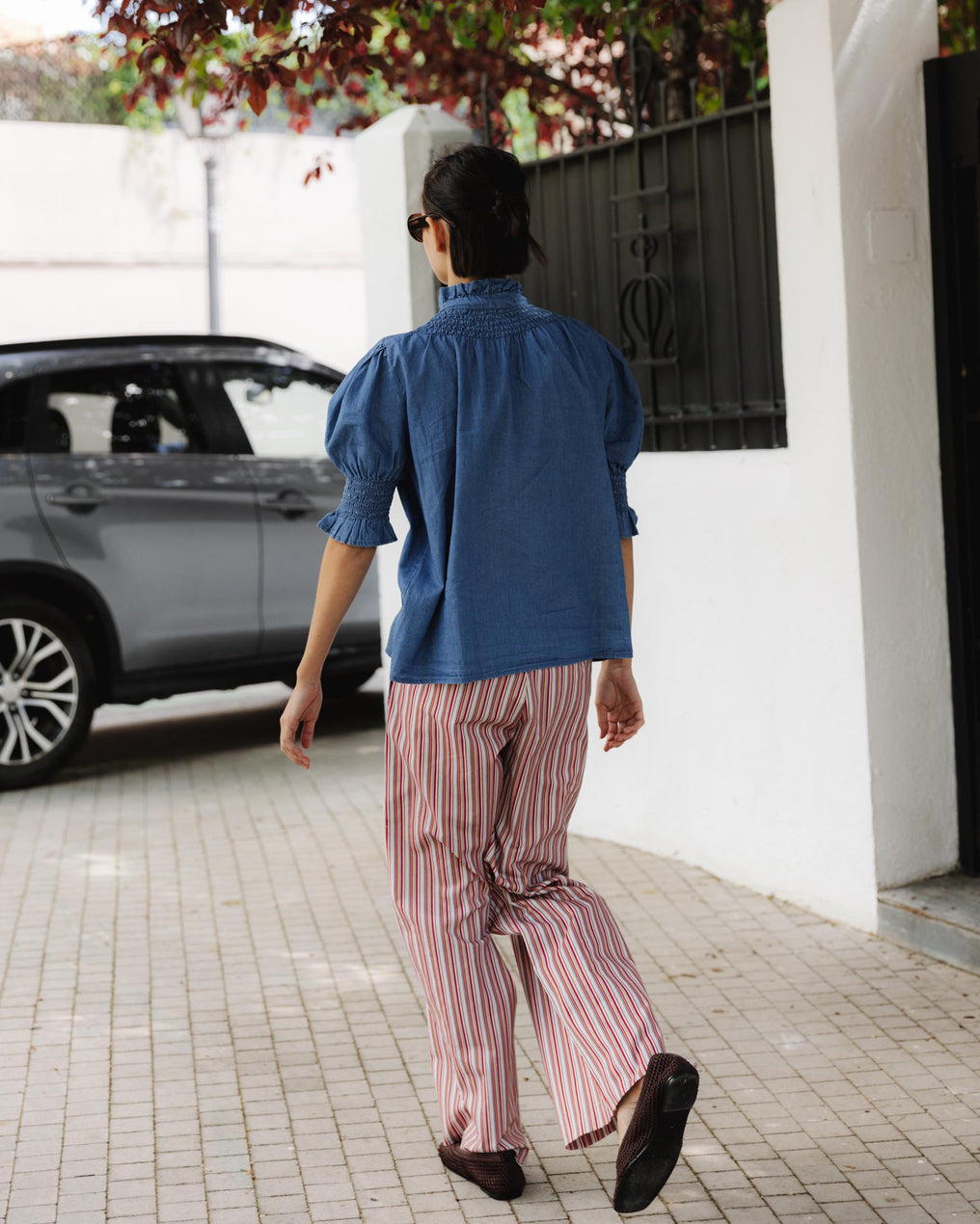 Pantalón Rayas Botones Multicolor