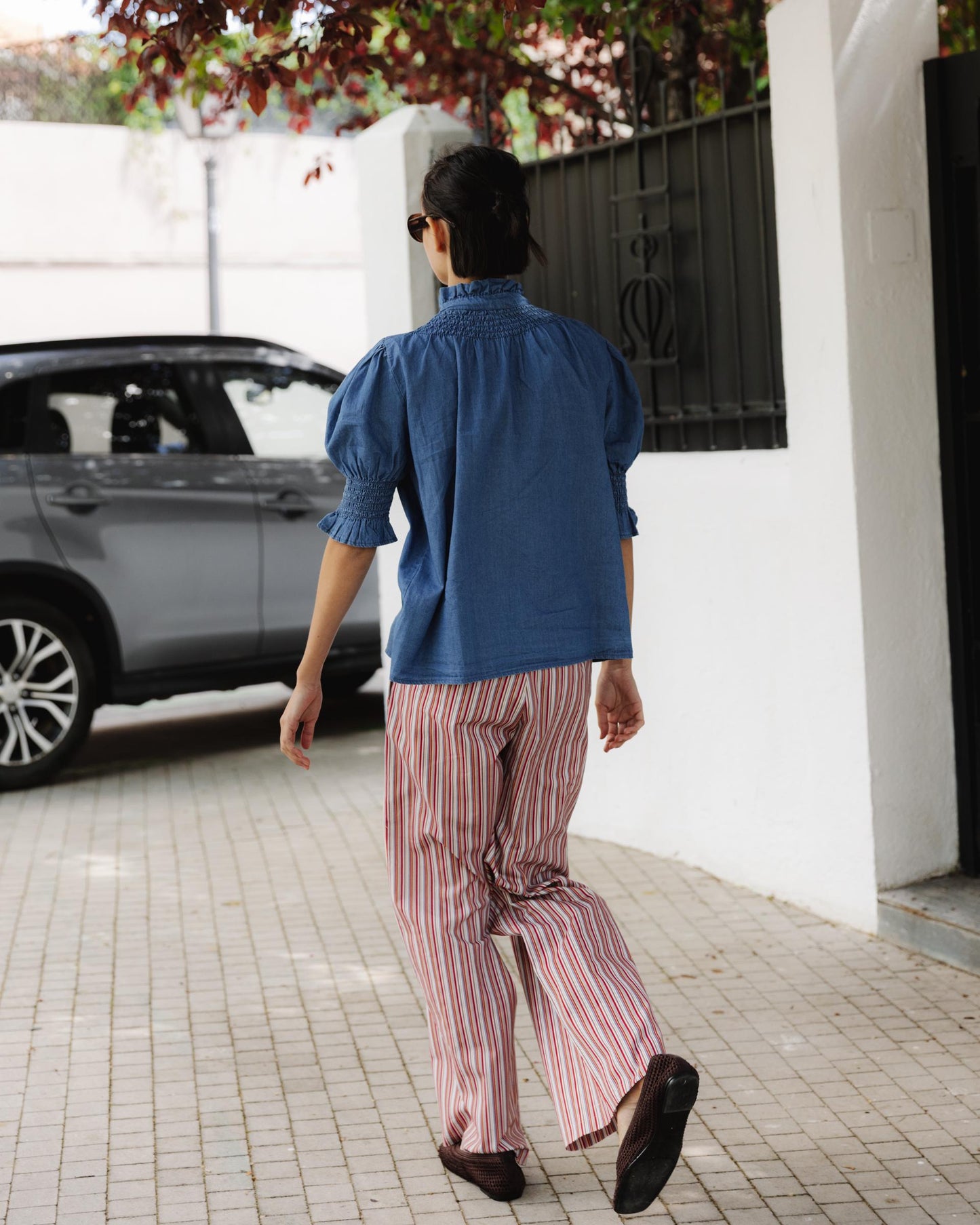 Pantalón Rayas Botones Multicolor