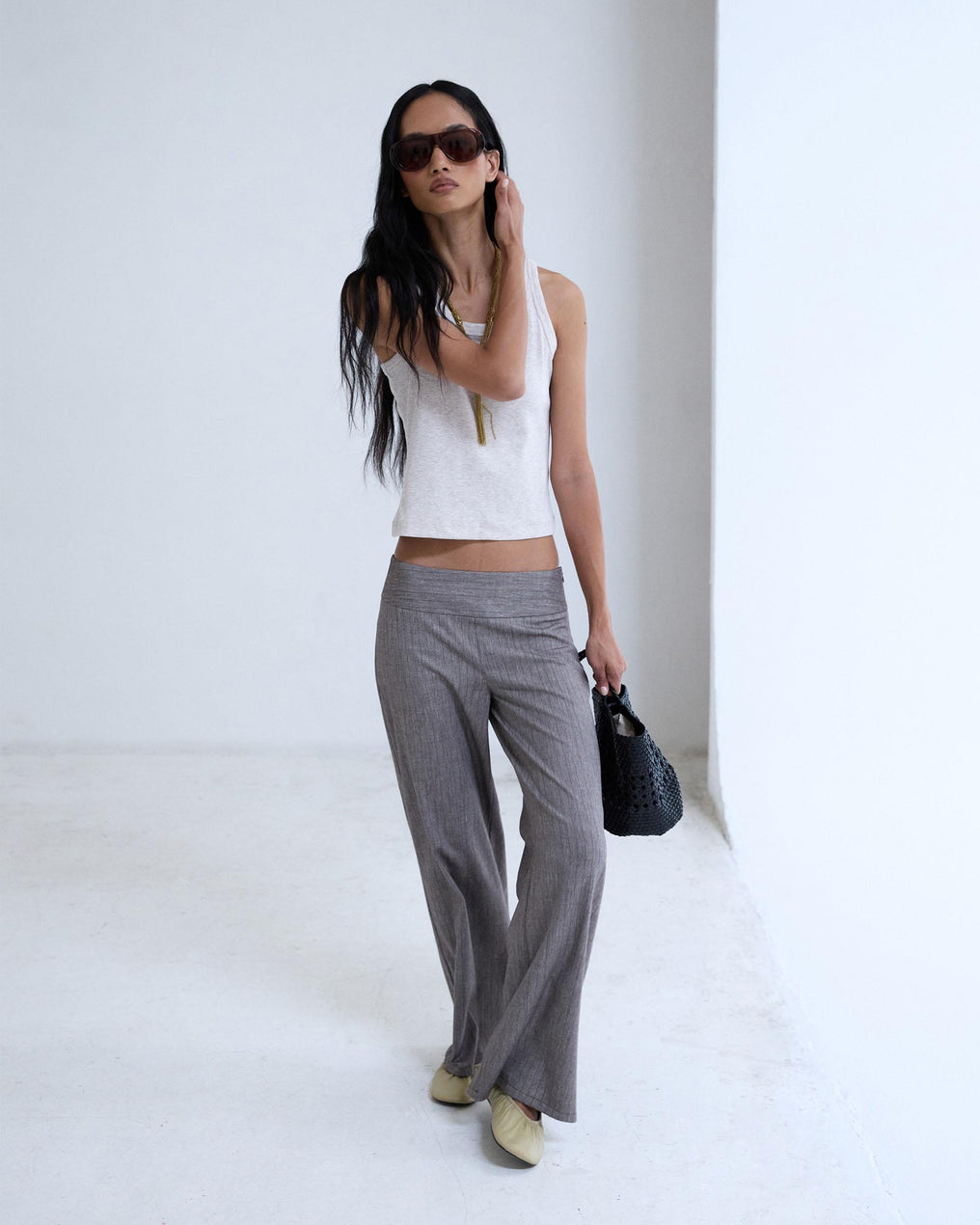 Pantalón Cinturilla Fajin Rayas Taupe