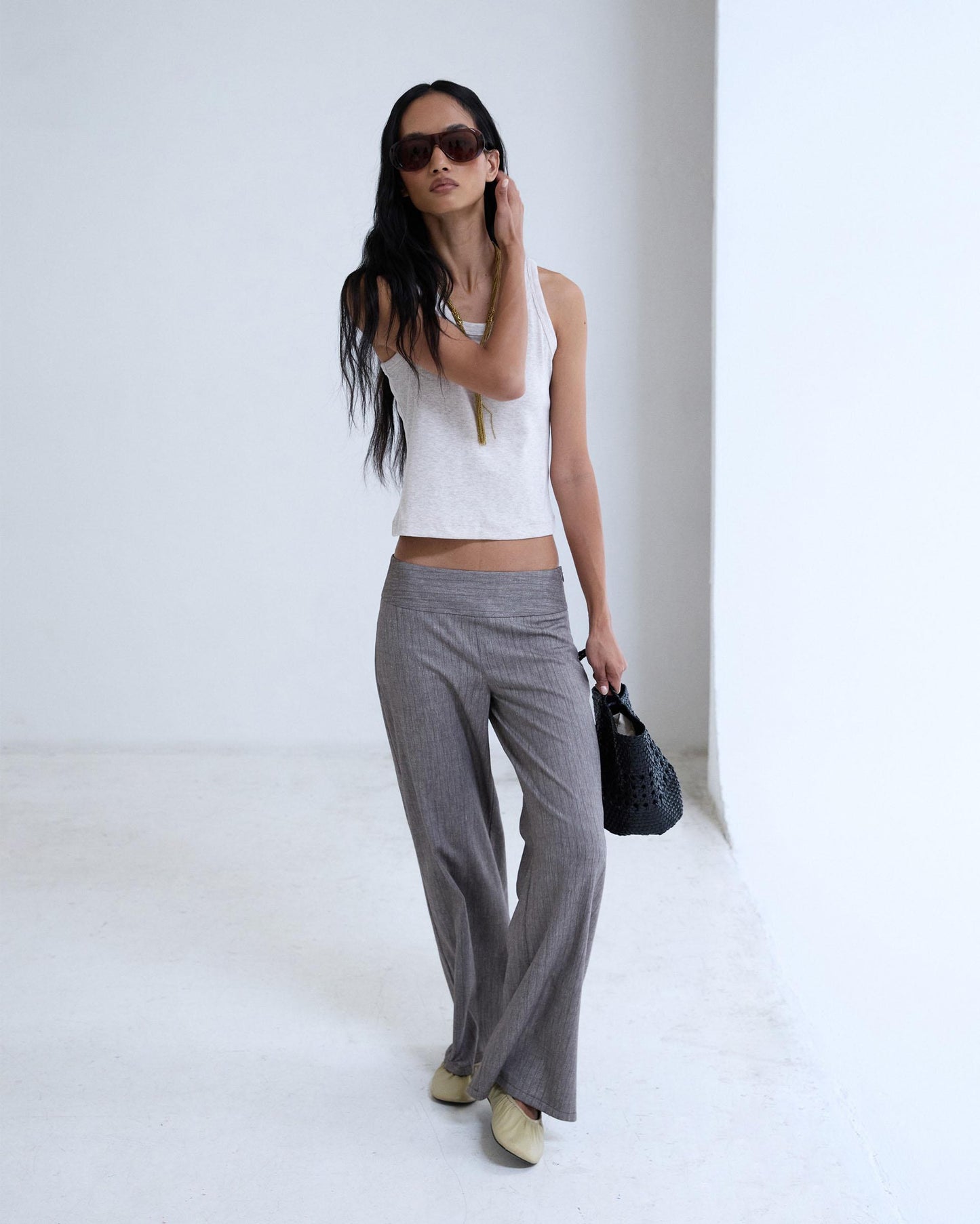 Pantalón Cinturilla Fajin Rayas Taupe
